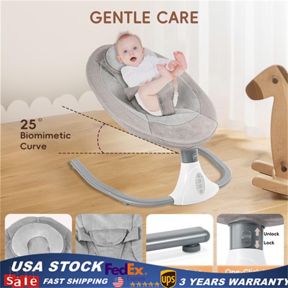 Electric Baby Swing Cradle Infant Bouncer Rocker Chair Bluetooth Music Bassinet