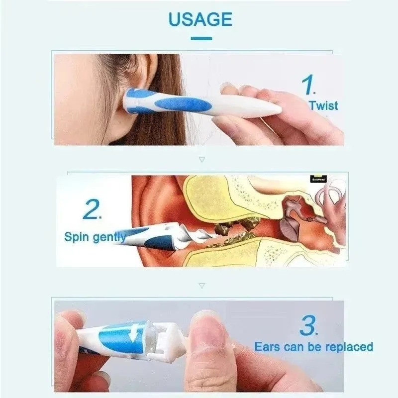 Ear Wax Remover Tool with 16 Soft Silicone Tips – Safe & Easy Ear Cleaner
