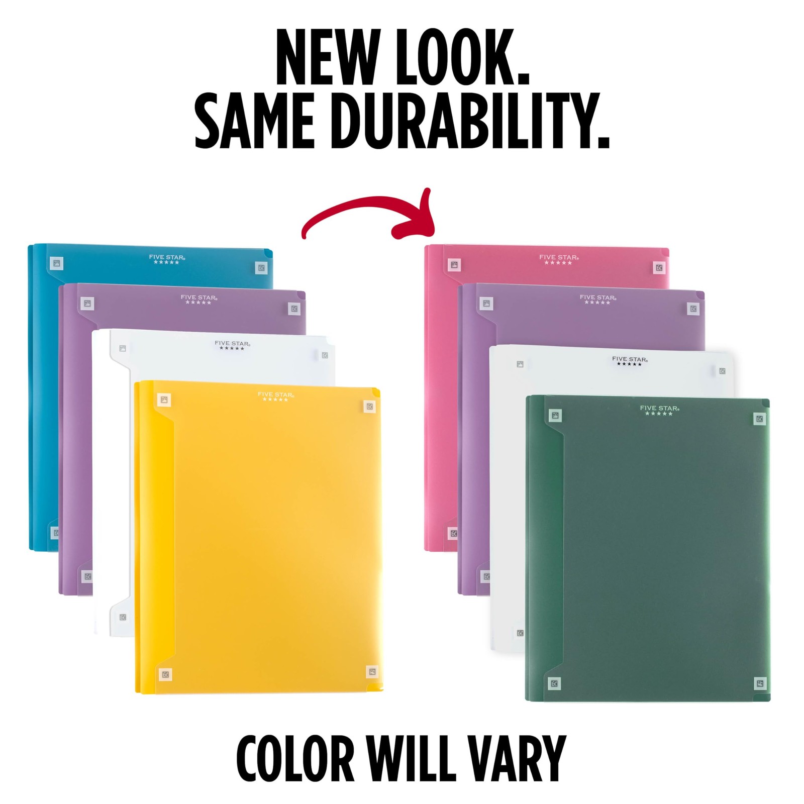 2-Pocket Folder + Study App, 4 Pack, Plastic Folder with Prong Fasteners and ...