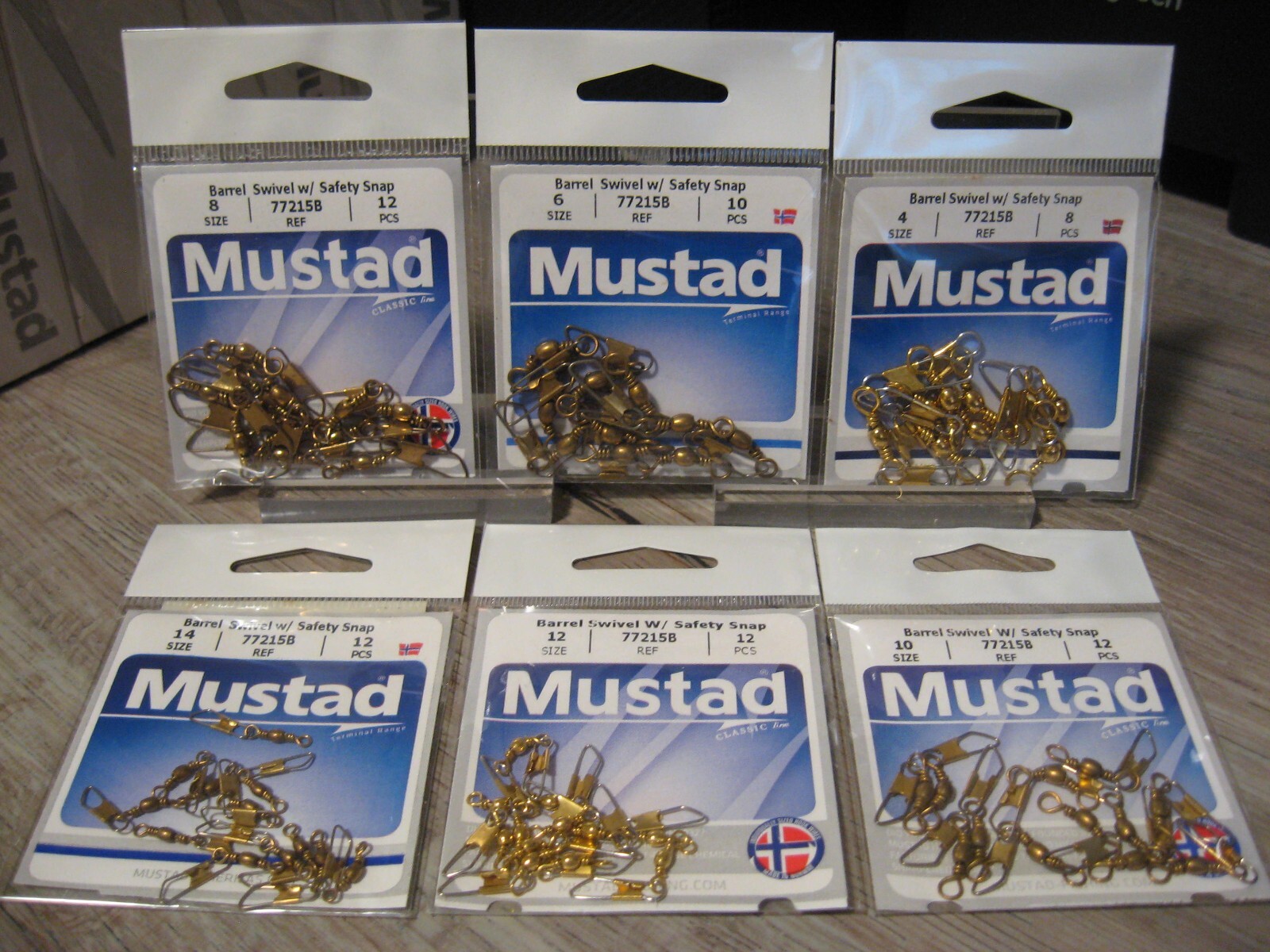 Mustad Classic Barrel Swivel With Safety Snap Fishing Snap Swivels - Choose Size