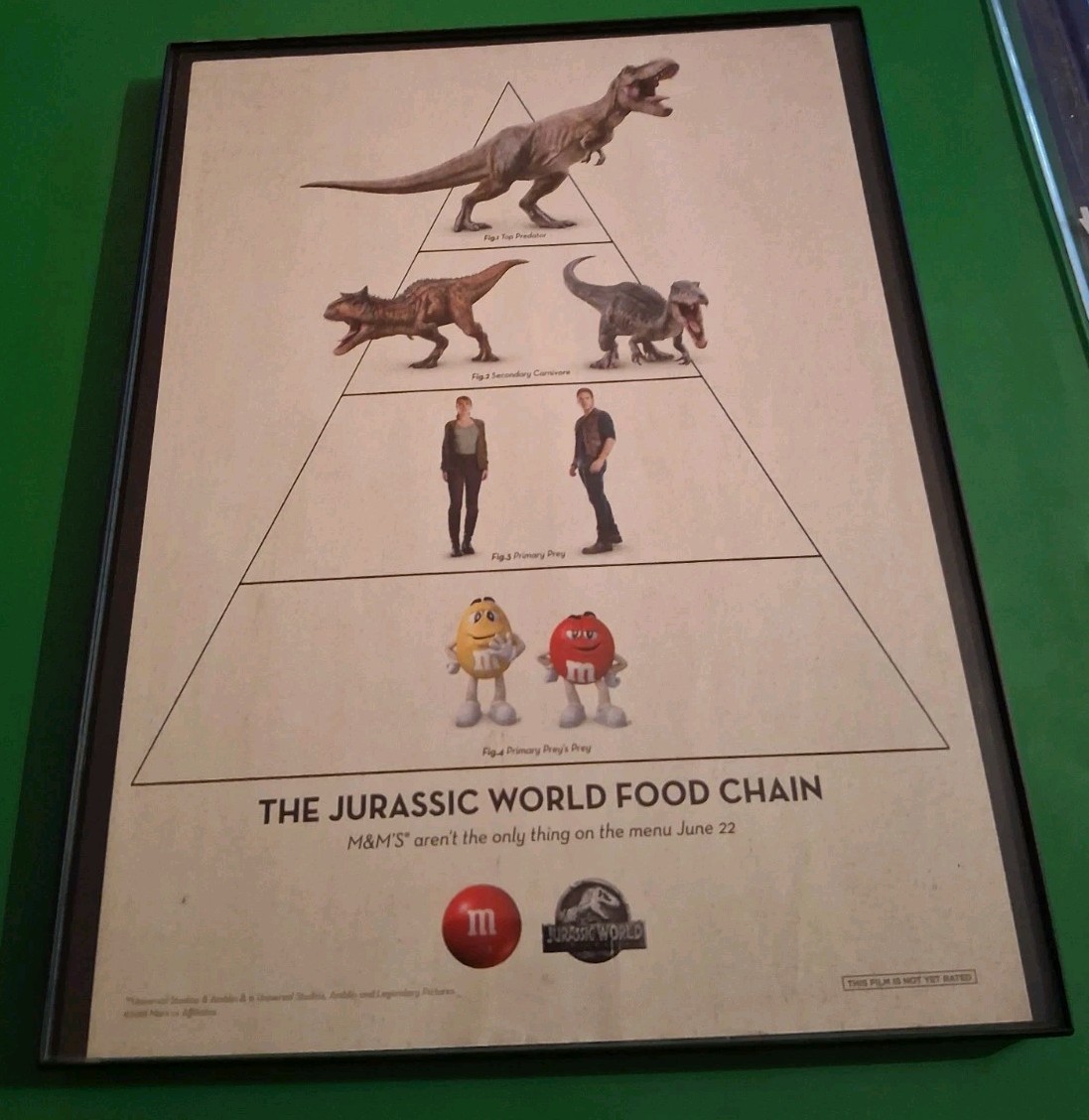 Jurassic World M&Ms Framed Print Ad 8.5X11 2018