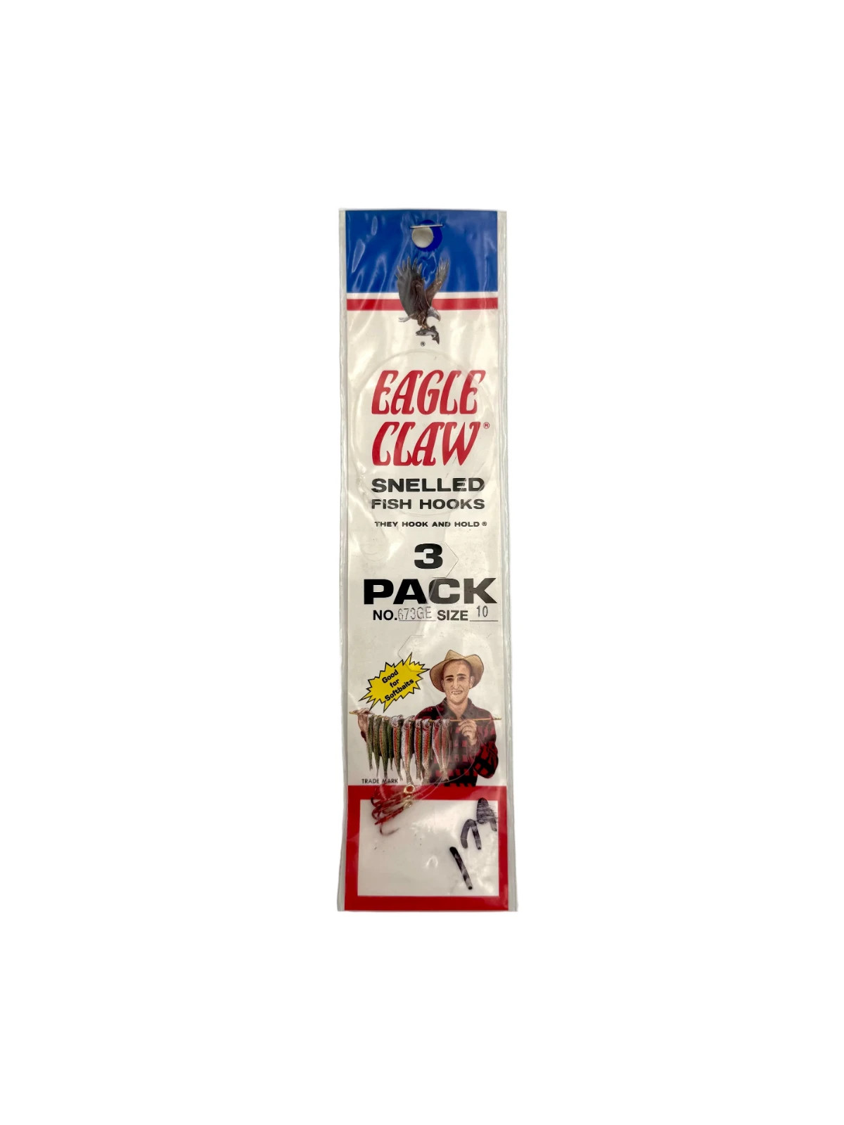 Eagle Claw Snelled Fish Hooks - 673GE - Size 10 3pk - PACK OF 4 TOTAL!!!