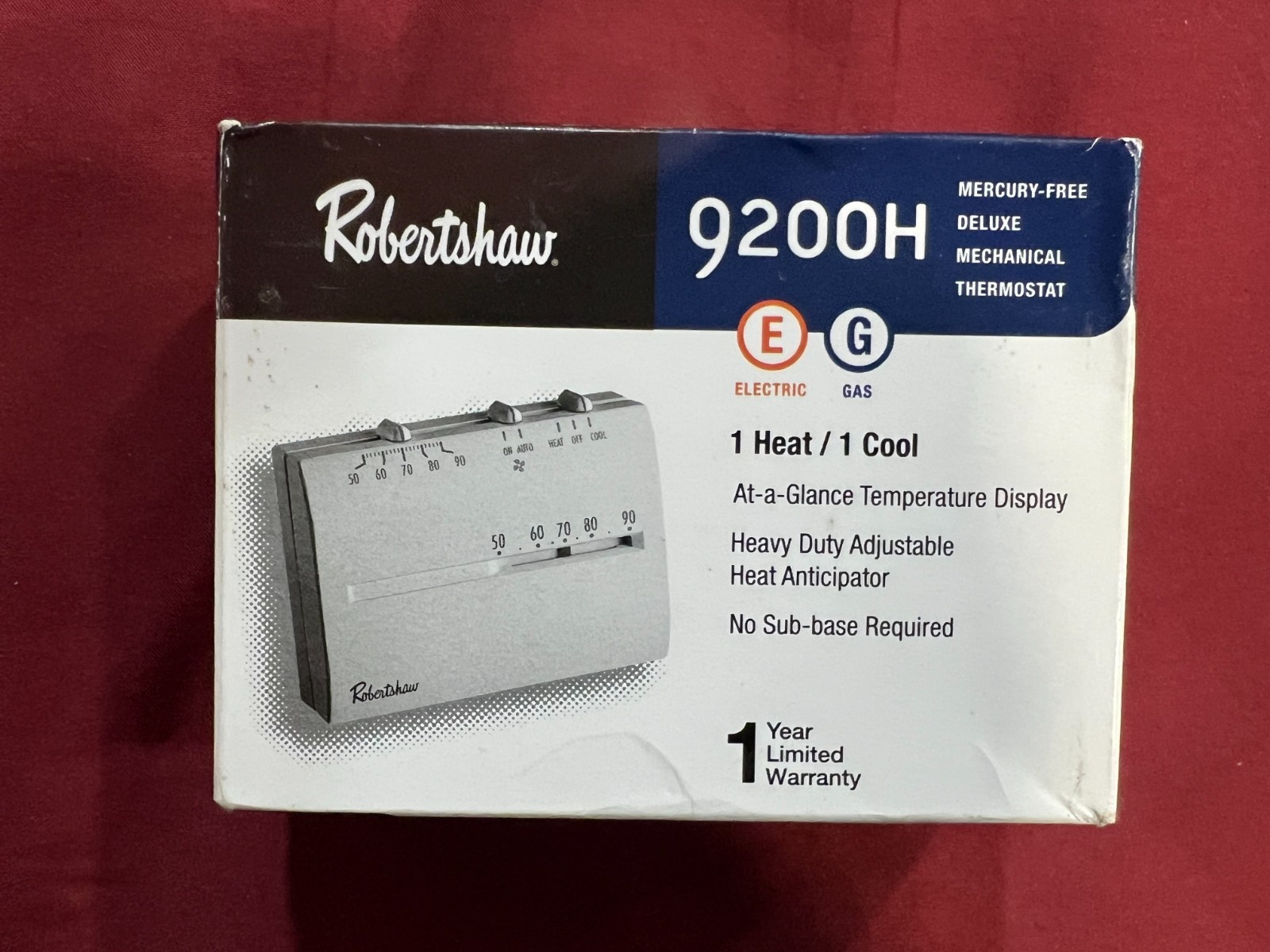 RobertShaw 9200H Thermostat Hot Cold Mercury-Free Electric Gas Free Shipping