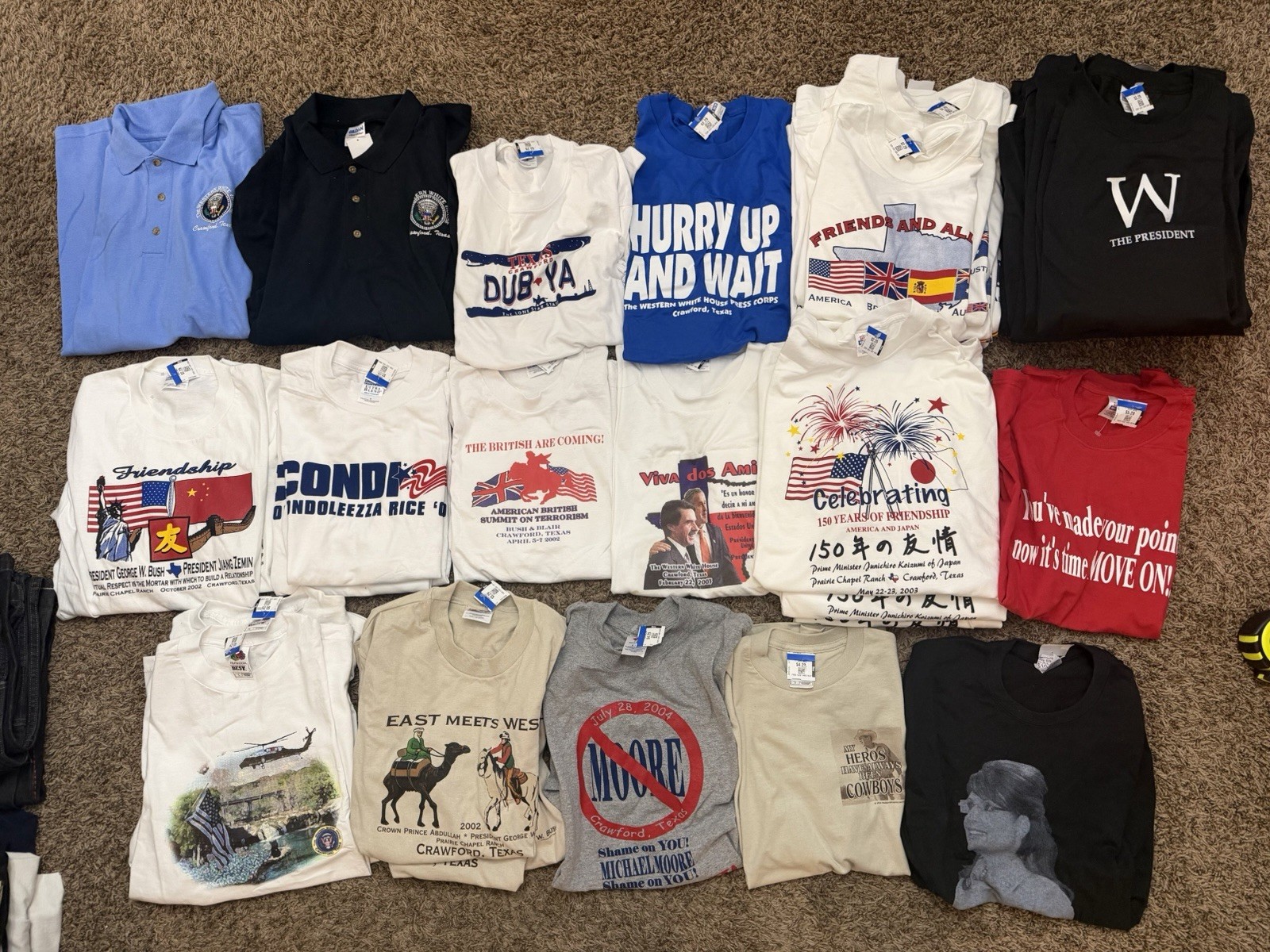 Rare Lot (40) of George W. Bush Presidential Campaign & Administration T-Shirts
