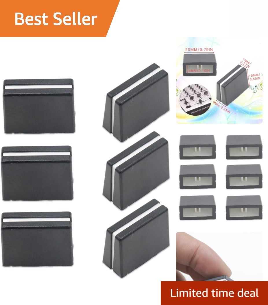 High-Quality Black DJ Mixer Fader Caps - Universal Compatibility, 6 Pack