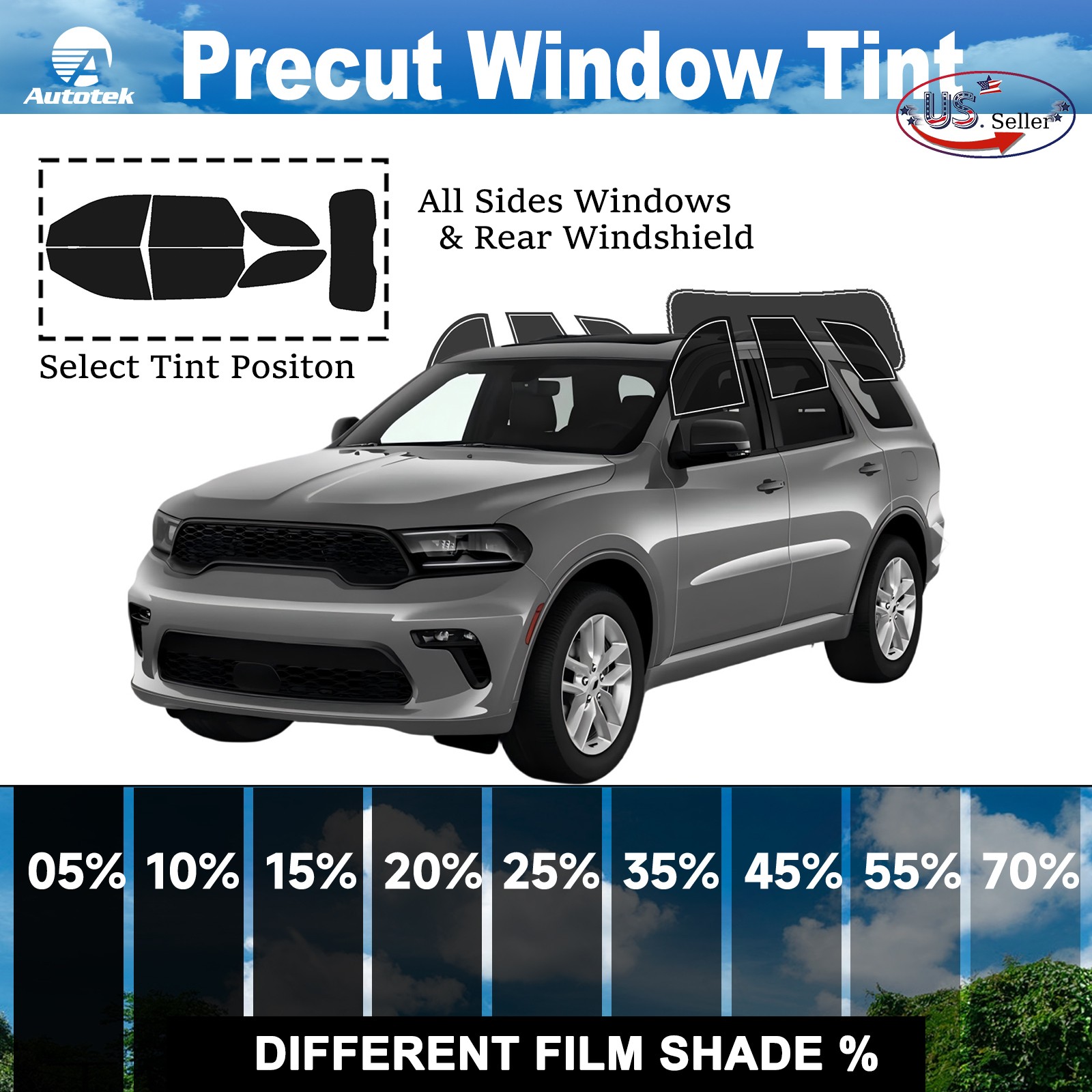 Computerized Custom PreCut 2Ply Window Tint Film Kit For ALL Dodge Durango 4Door