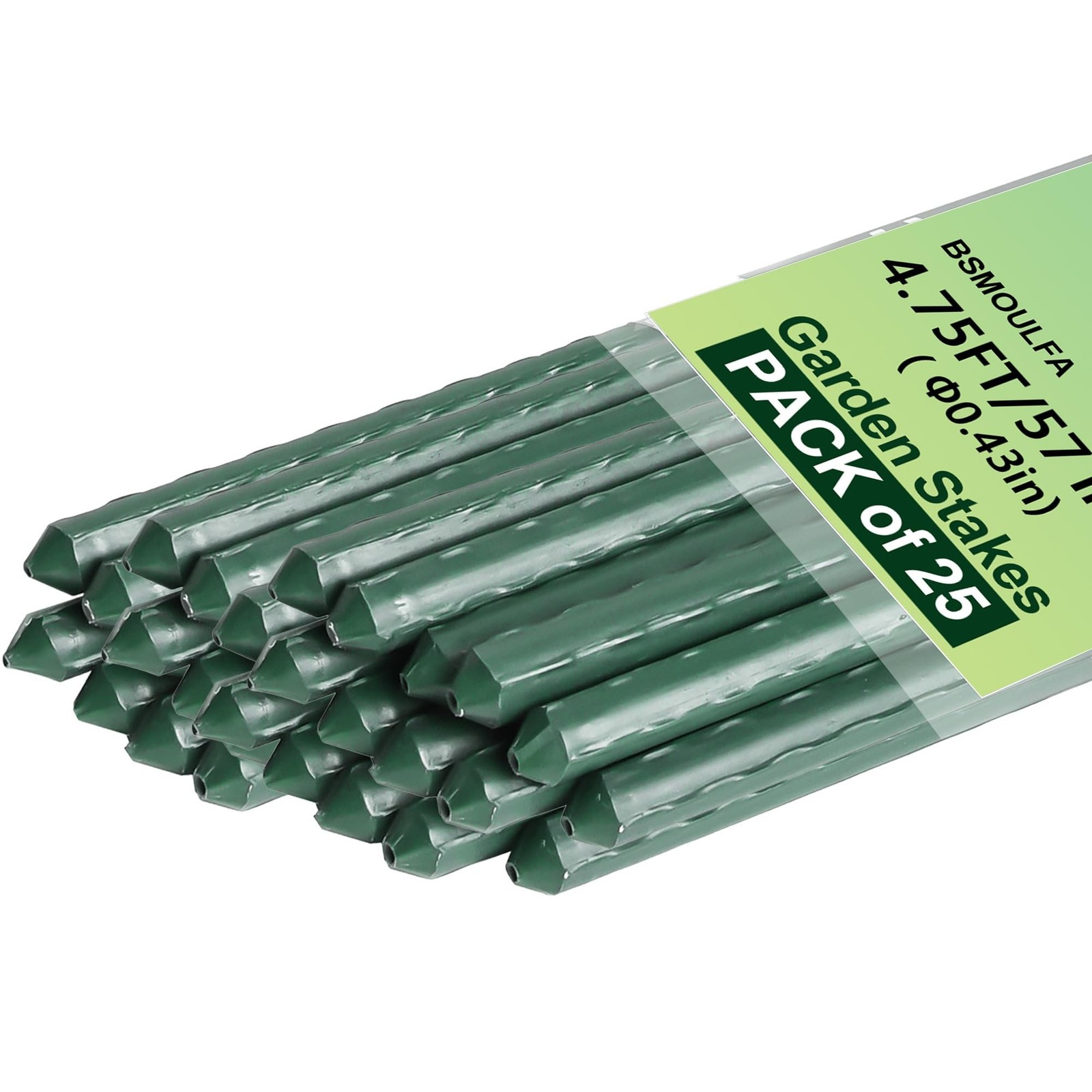 Garden Stakes 57 Inch, Approx 5ft Steel Plant Stakes 25 Pack for Gardening an...