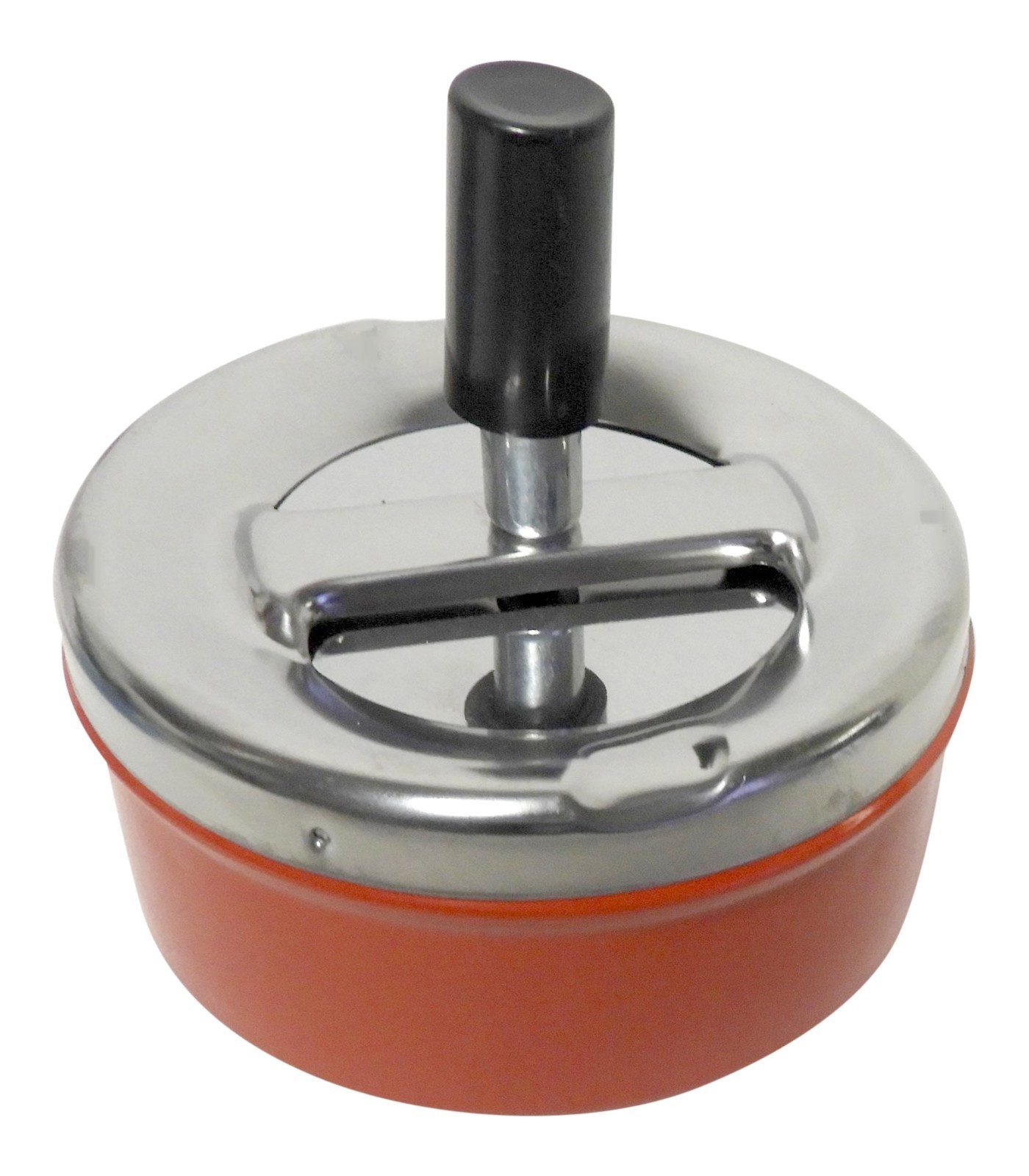 2 pack Round Push Down Ashtray with Spinning Tray Retro Style (Red)