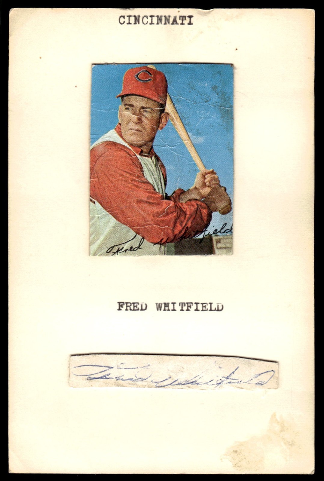 Fred Whitfield Reds Baseball Signed 4x6 Signed Cut Photo Auto *X2038