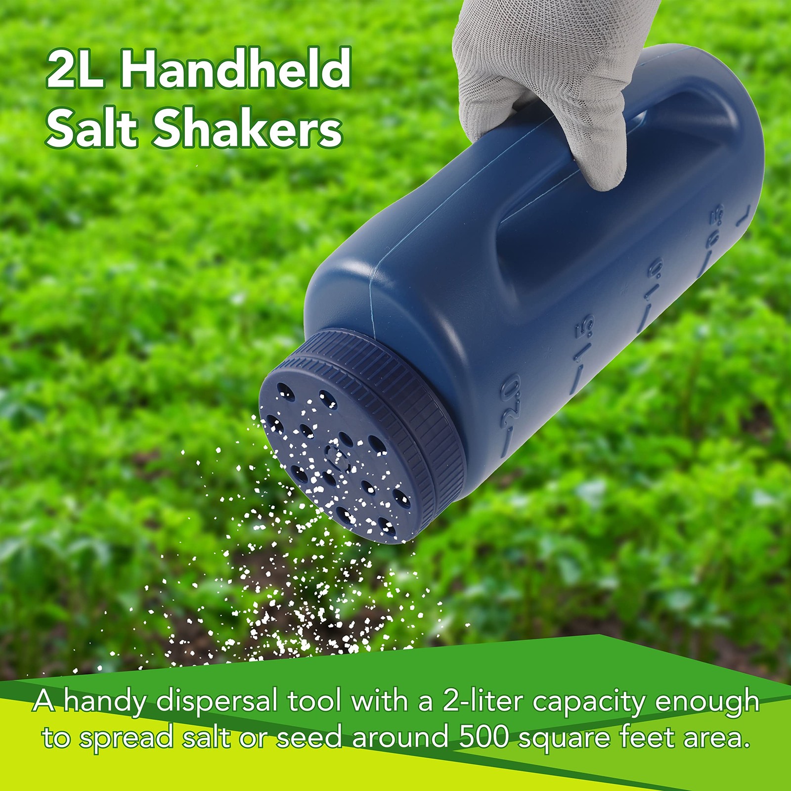 2L Handheld Spreader Shaker 2-Set with Scoops for Seed Fertilizer Salt