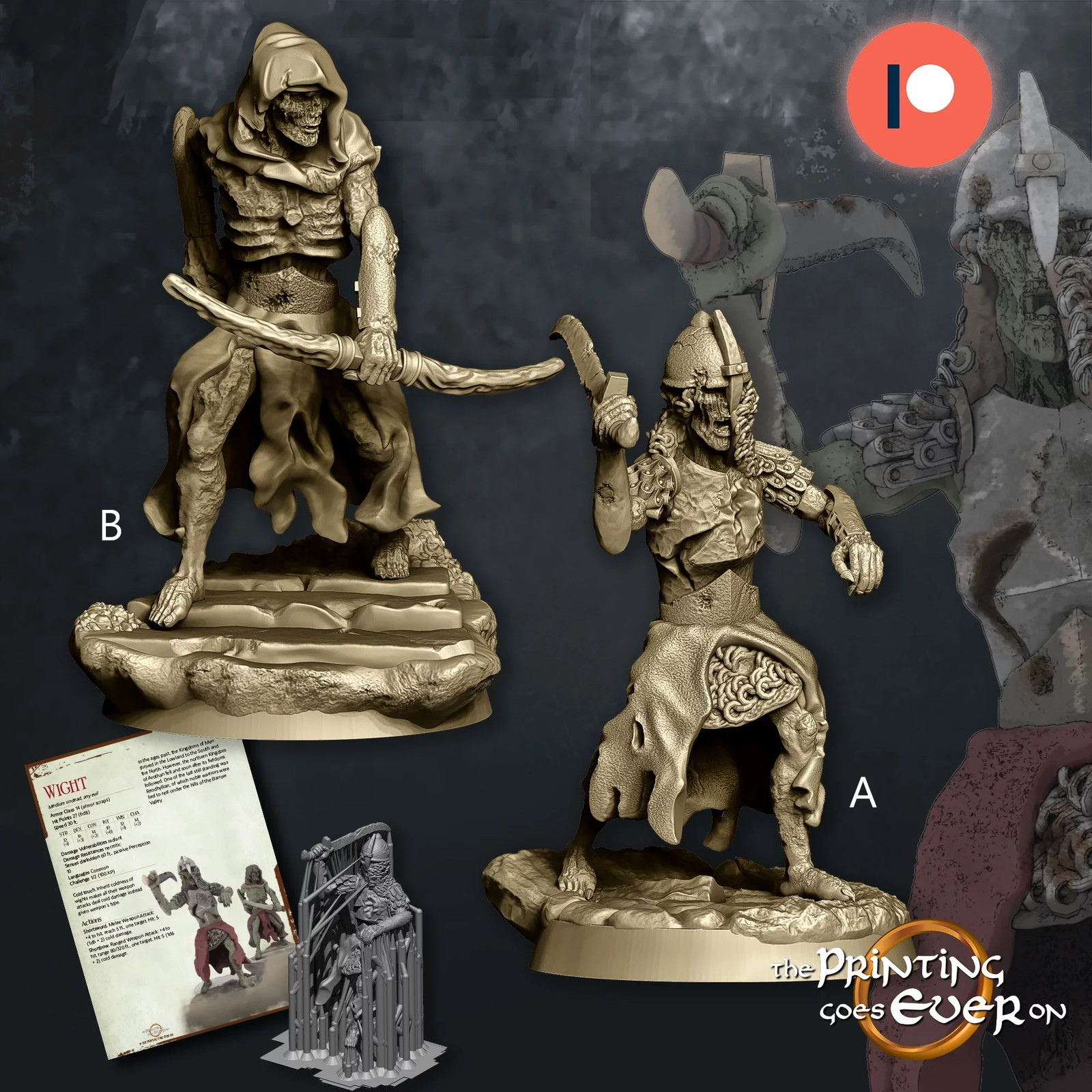 Wights (Set of 2) - 28-32mm The Barrow Valley - Resin Tabletop Miniatures
