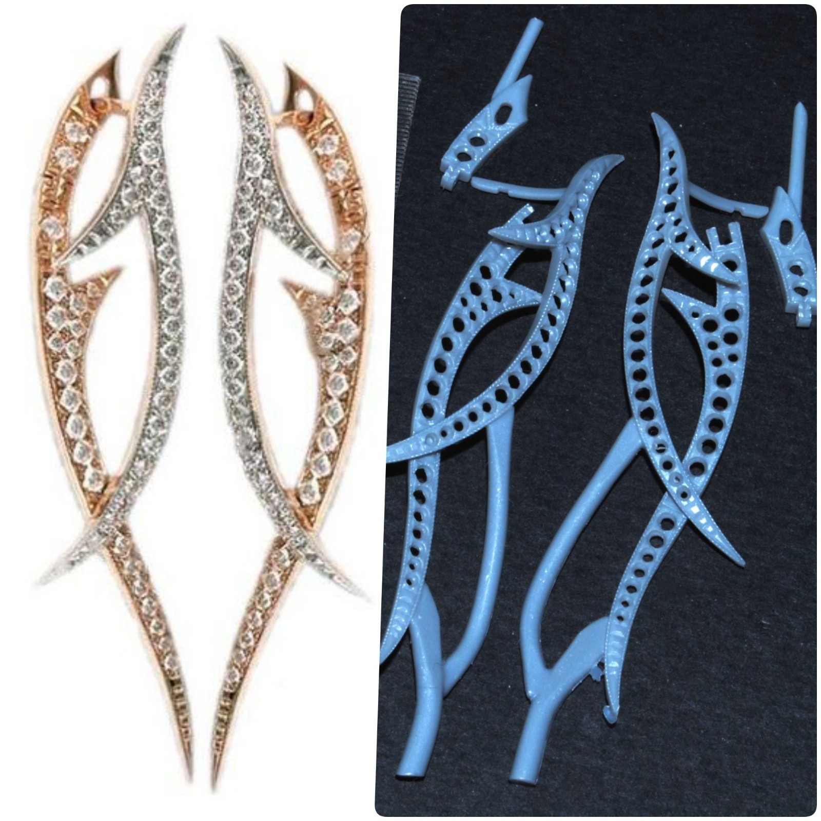 1 pair  Earring Wax patterns for lost wax casting Gold Jewelry/waxes_7281