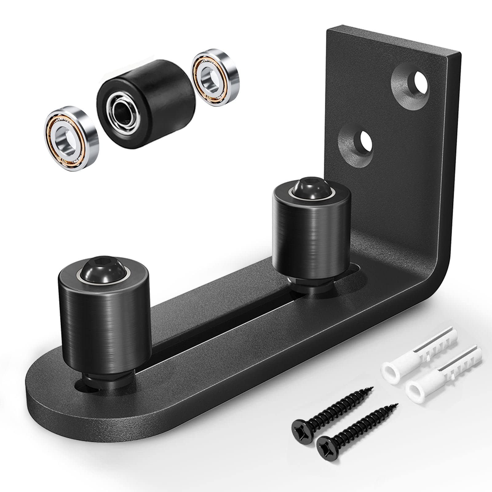 EaseLife Sliding Barn Door Bottom Floor Guide,Ball Bearings 1 Piece, Black