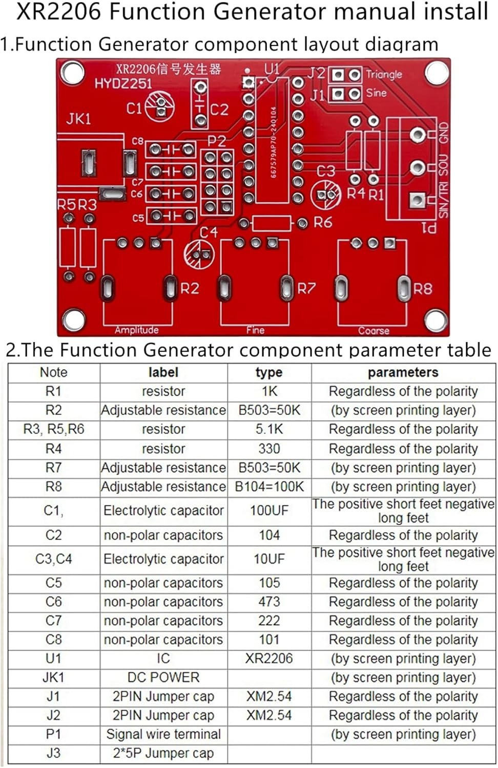 Compact 1Hz-1MHz Function Signal Generator Kit - High Precision for DIY Projects