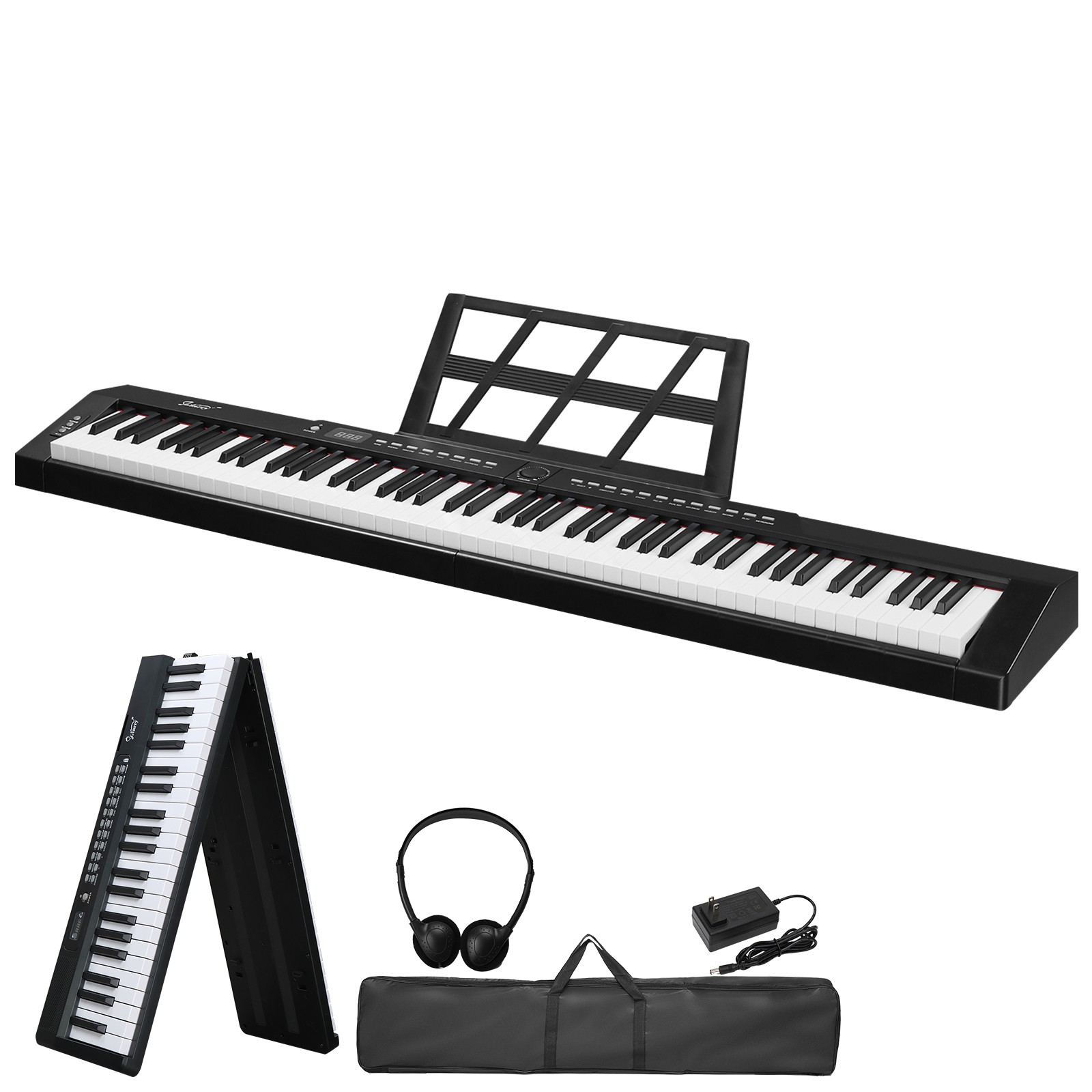 Glarry Foldable 88-Key Full Size Semi-Weighted Digital Piano+ X-Shape Stand