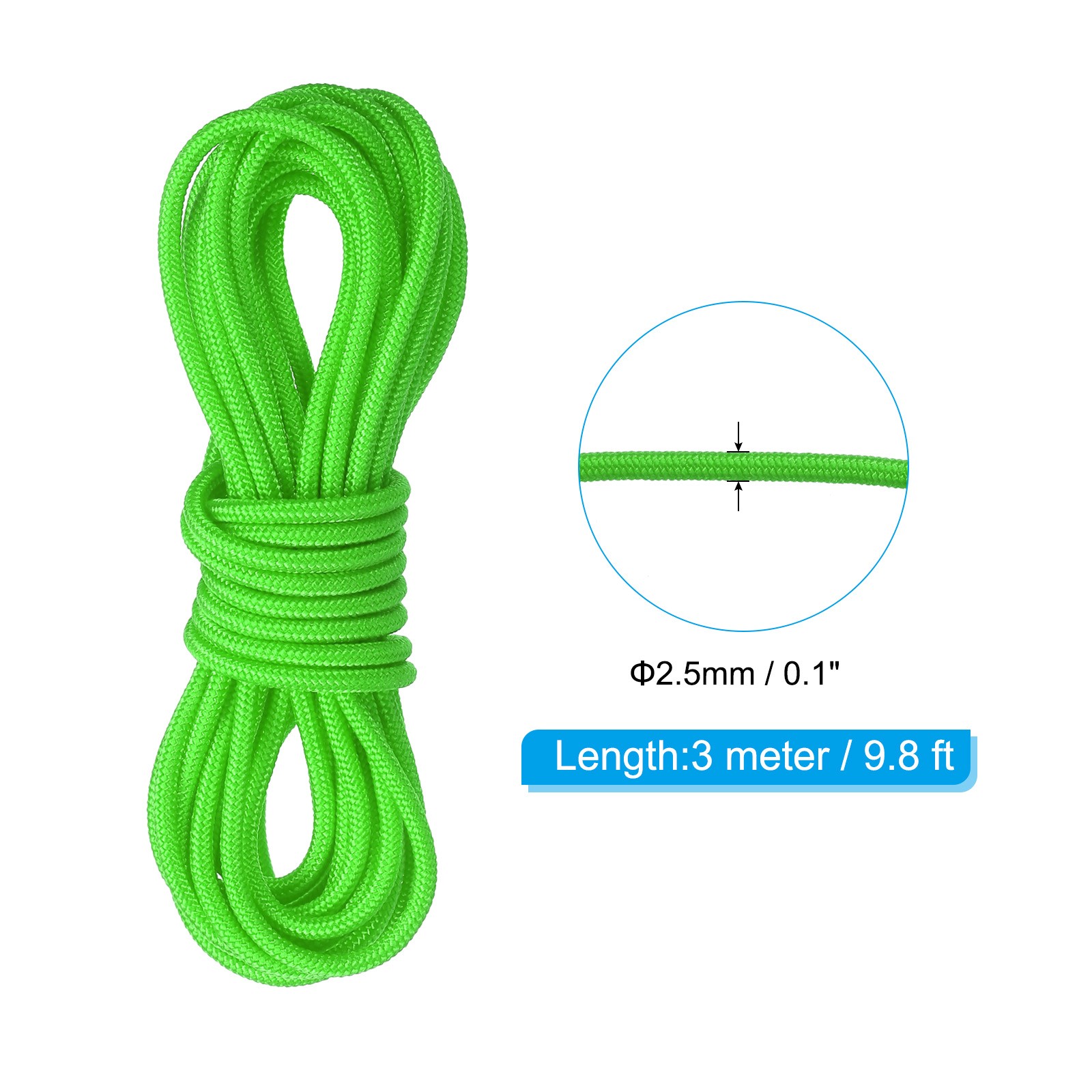 2Set Archery D Loop Rope 10FT Bow String Release Nocking Loop Bright Green