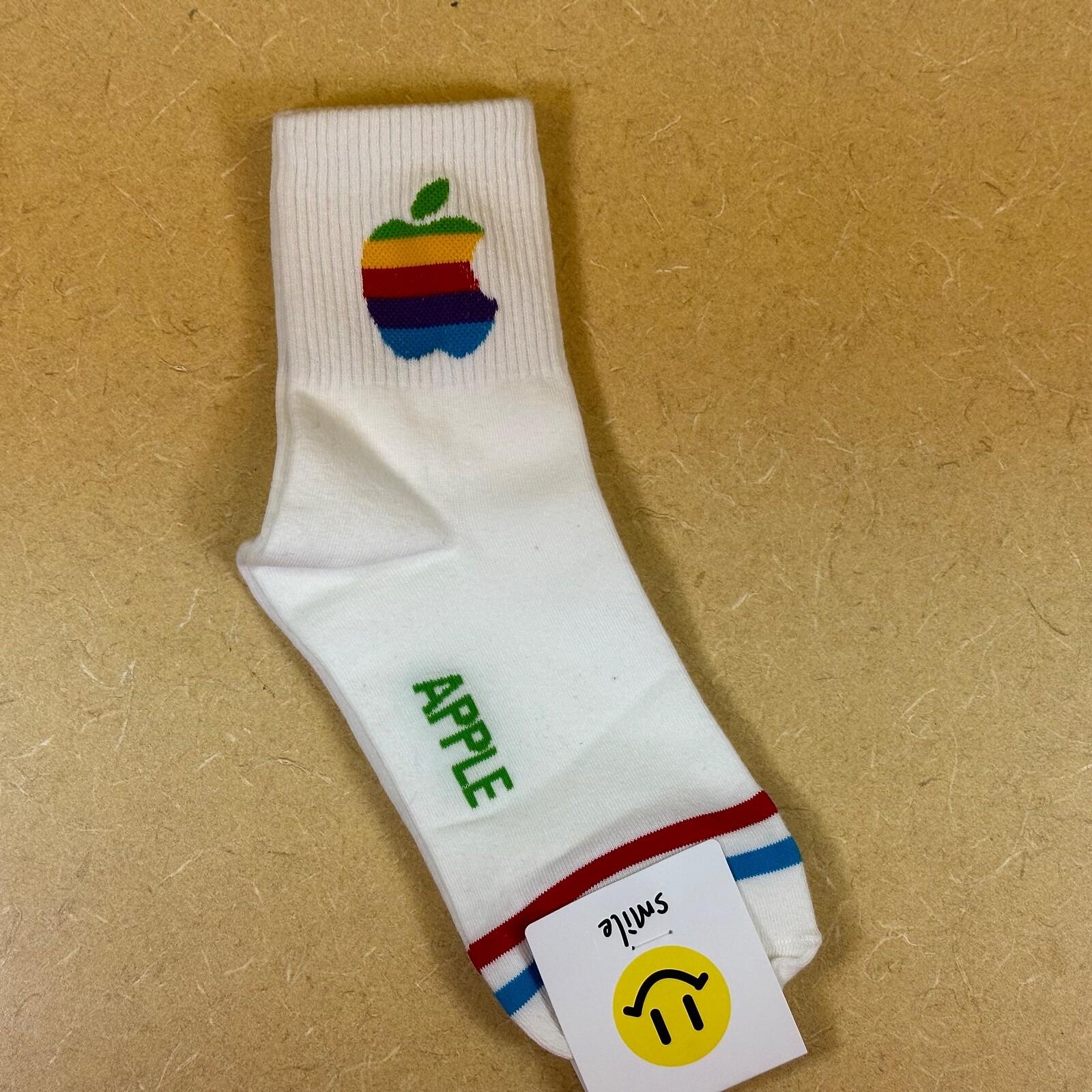 Cool APPLE FAN Gift!  SOCKS w colorful 80-ies Apple Logo (new, never used) RARE