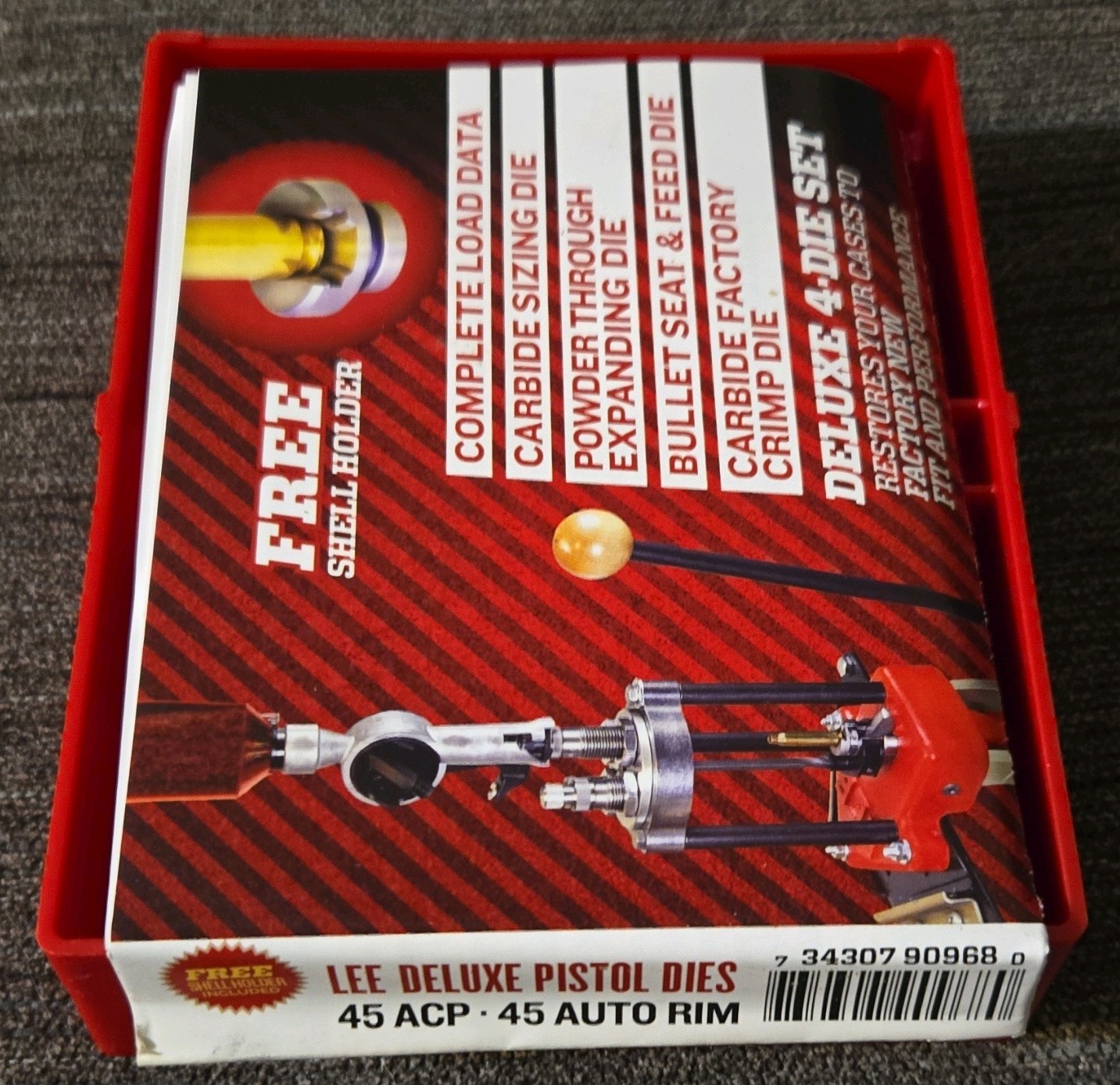 LEE 90968 DELUXE CARBIDE 45ACP 4-DIE SET (Ships Insured)