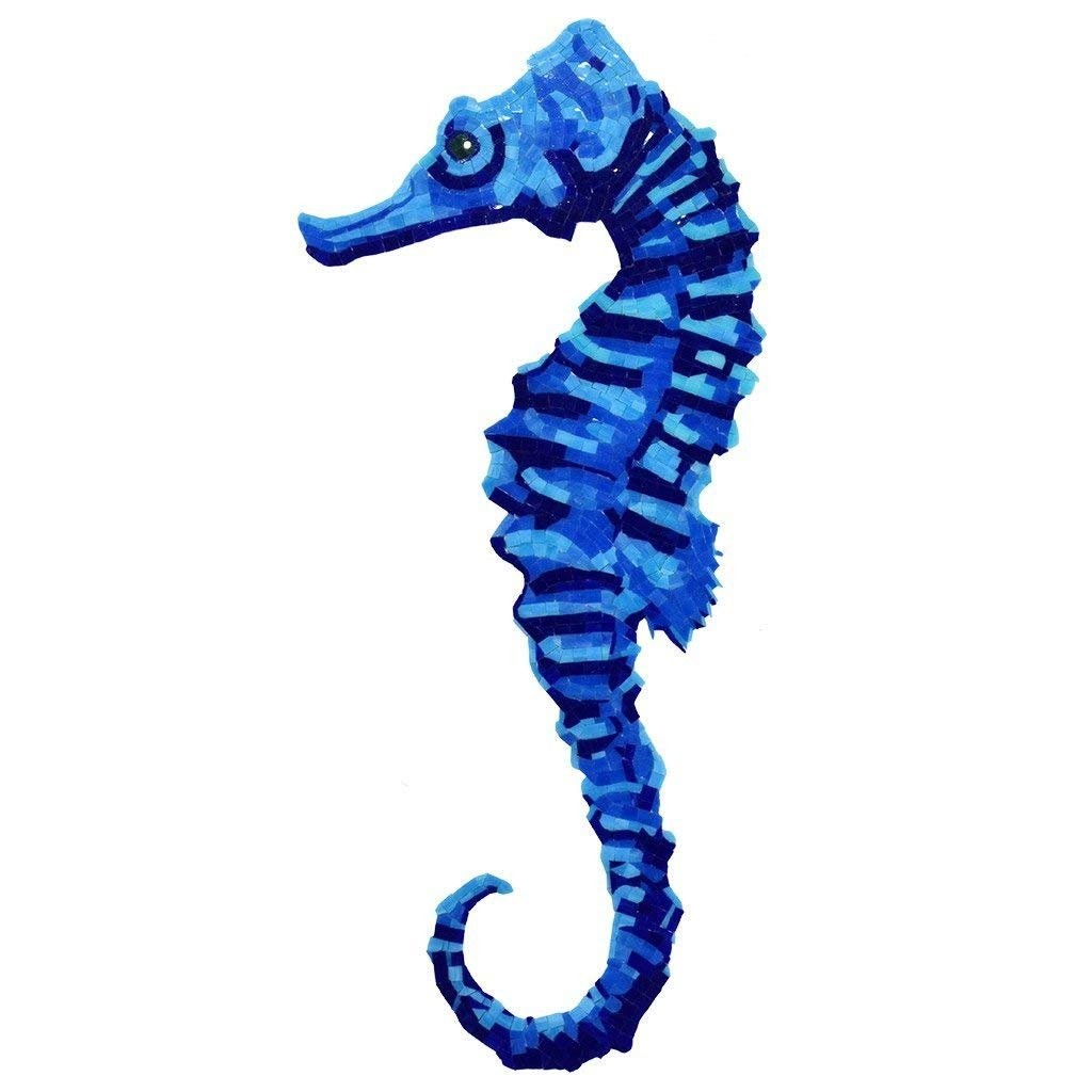 Artistry in Mosaics Glass Seahorse Swimming Pool Mosaic (30" x 14")
