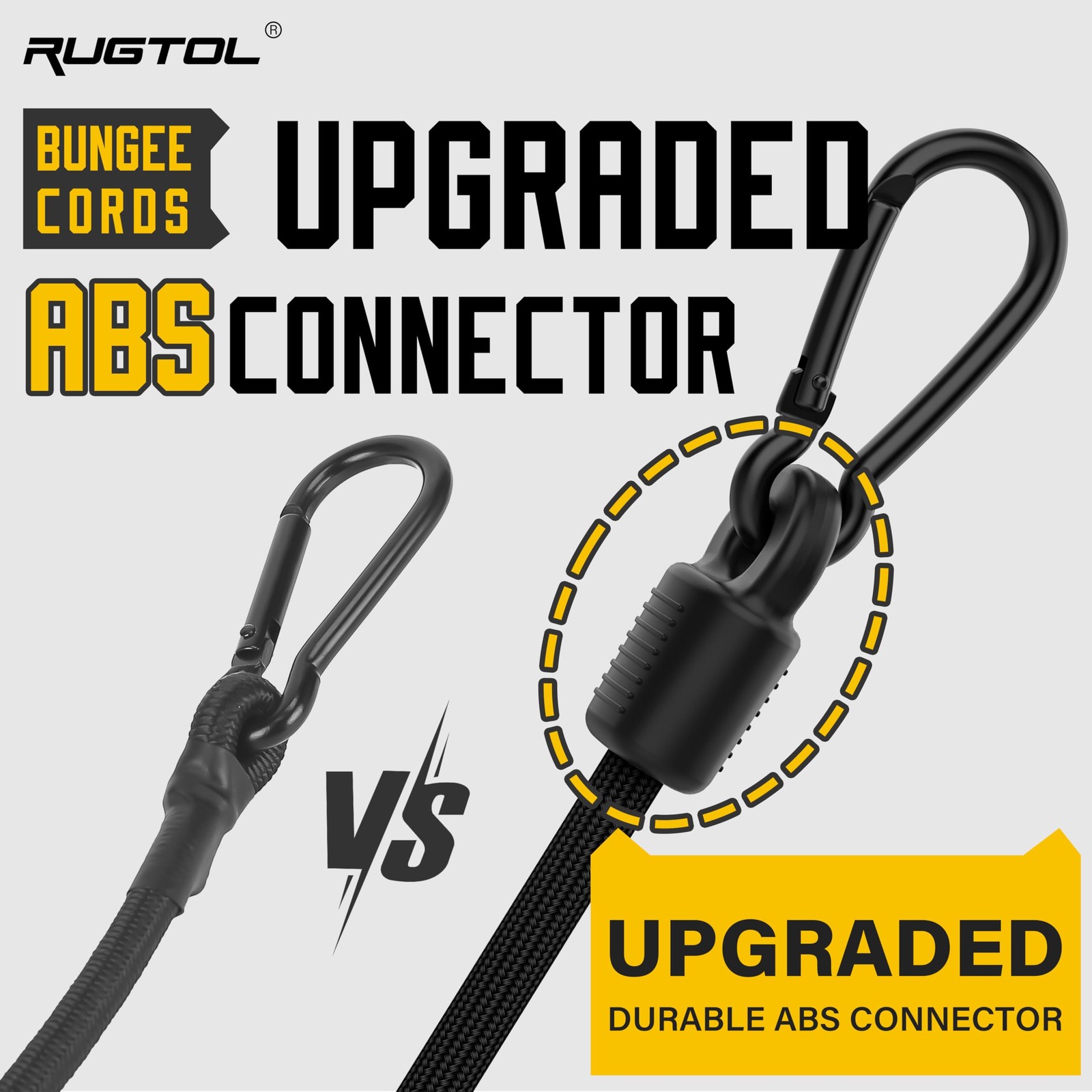 Upgraded Adjustable Bungee Cords with Hooks, 6 24" - 6 Pack - Black, Black