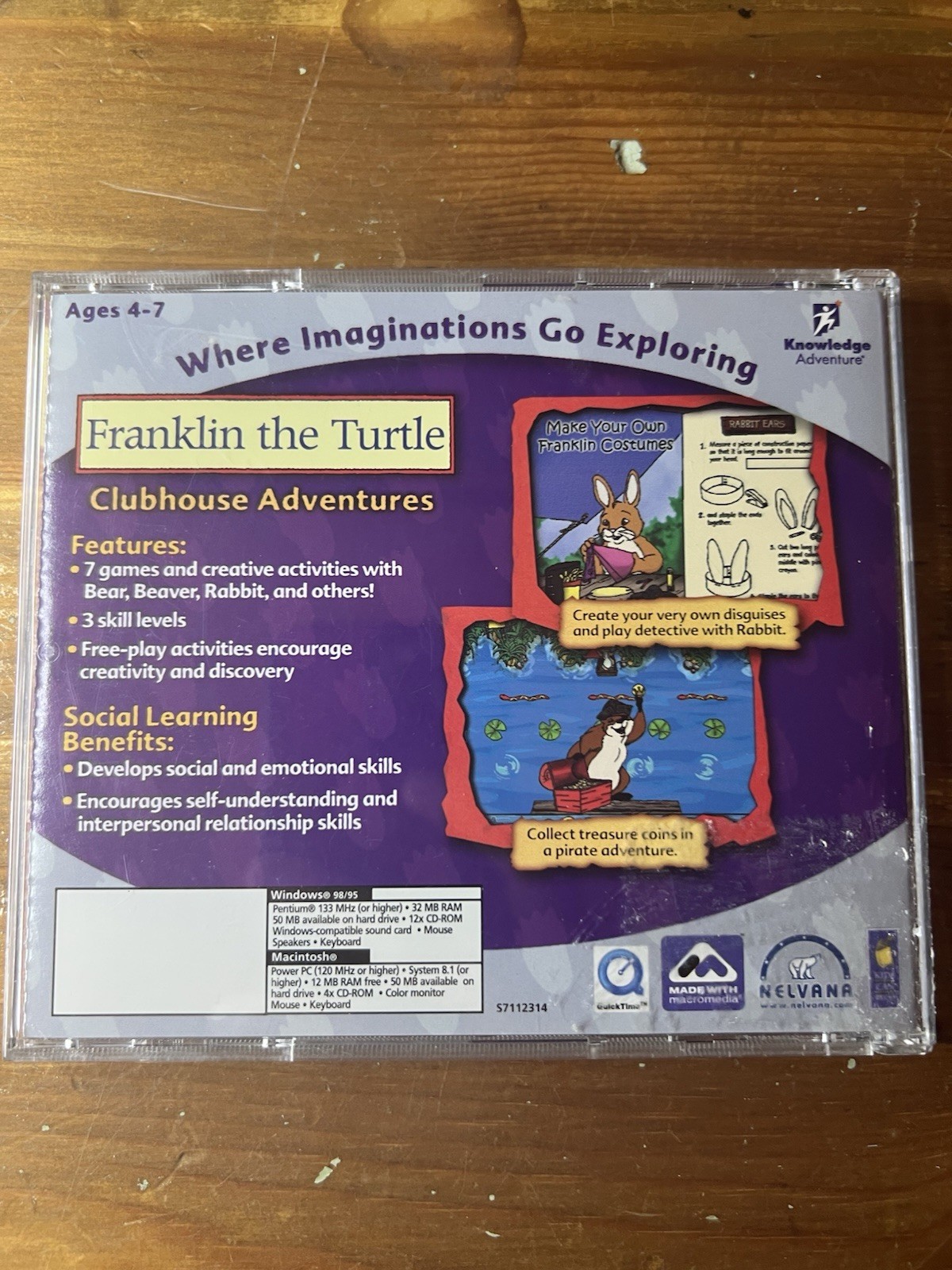 Knowledge Adventure Franklin Turtle Clubhouse Adventures CD-ROM for Windows/Mac