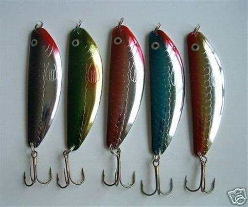 5 NEW Assorted Spoon Metal Fishing Lure Bait Lot 3.75"