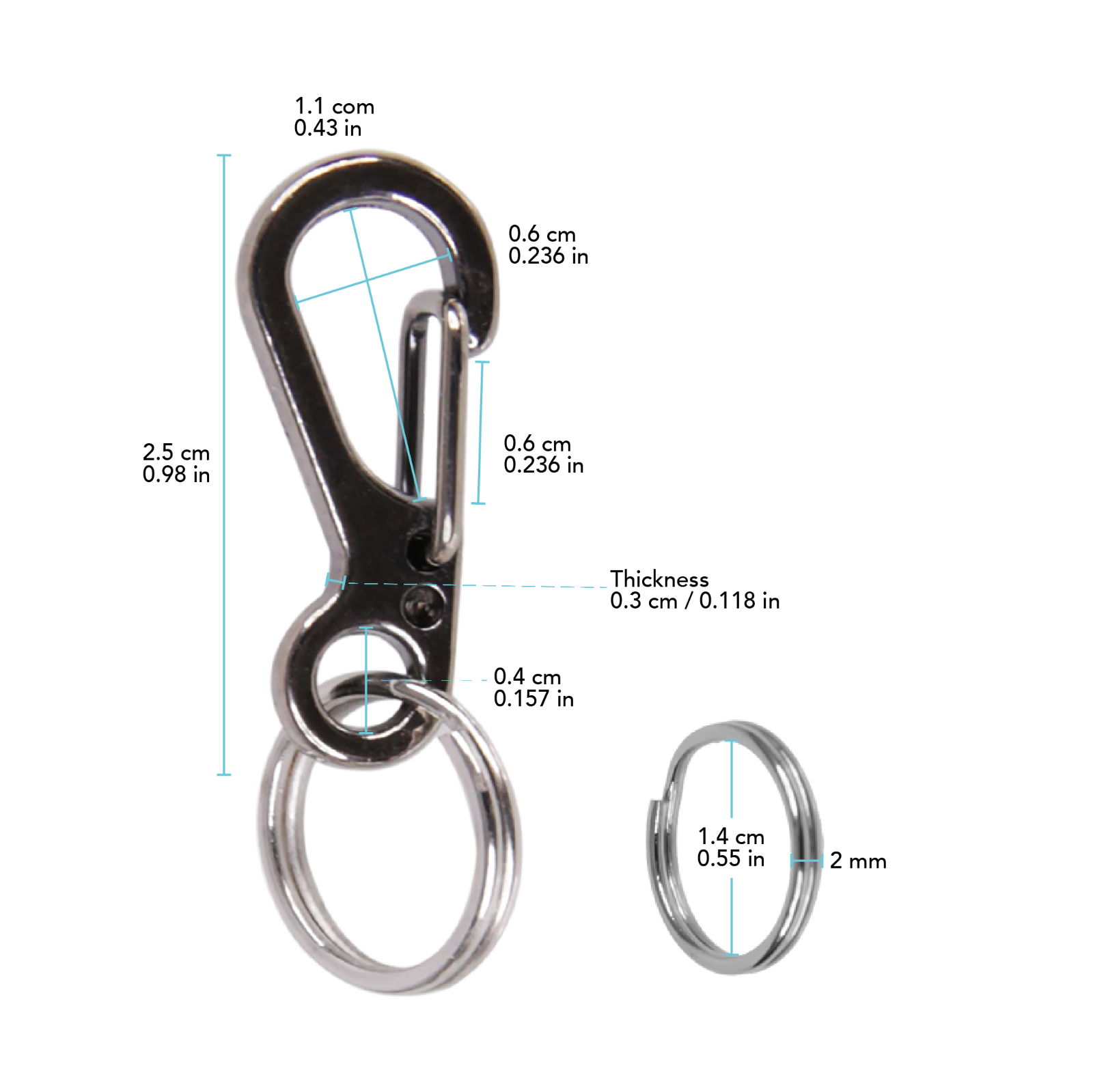 Gray Small Quick Release Snap Hook Key Rings