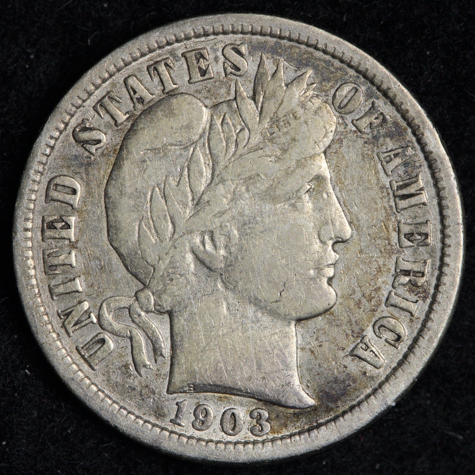 1903-O Repunched Date Barber Silver Dime CHOICE AU E325 XACH