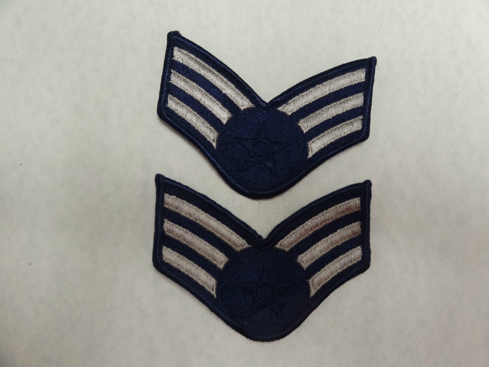 MILITARY PATCH US AIR FORCE CLOTH SEW ON RANK SET OF 2 SENIOR AIRMAN 4 INCH