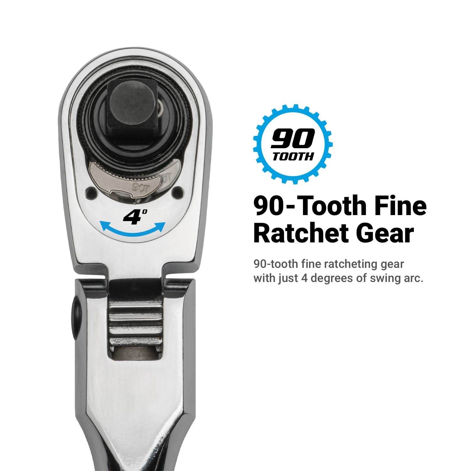 Capri Tools 3/8 90-Tooth Flex-Head Ratchet Chrome
