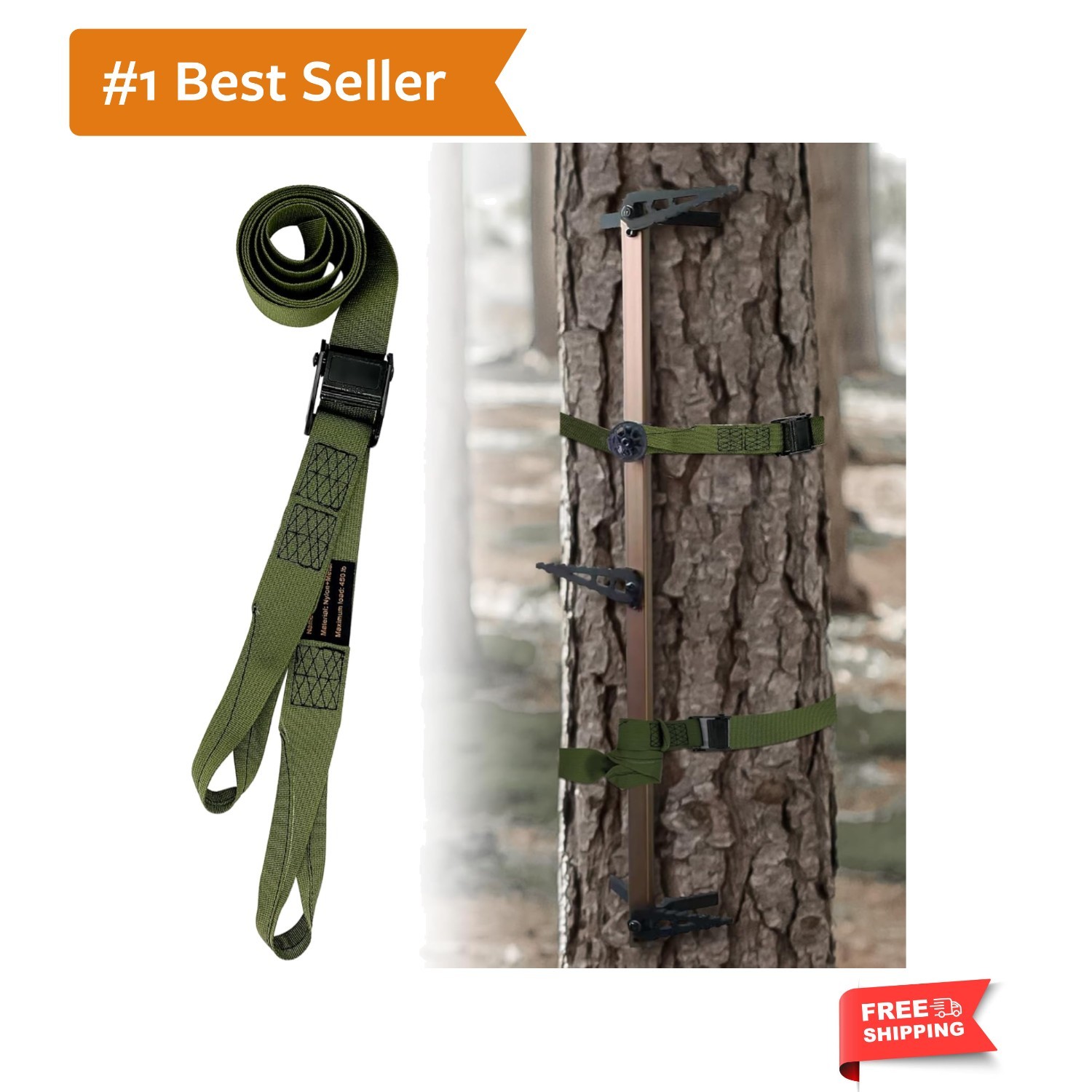 Strong Load-Bearing Climbing Straps for Tree Stands – Fits Most Brands, 6.5ft