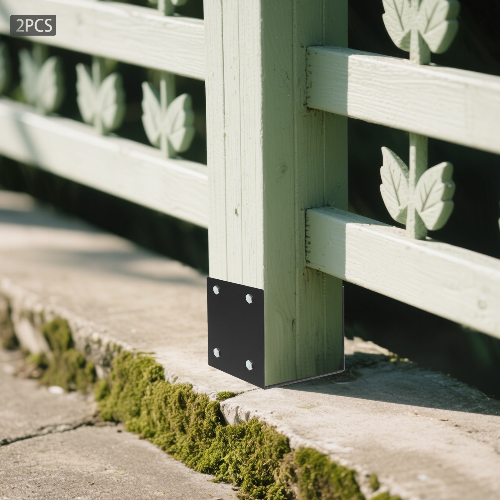 U-Shape Post Base Holder 7*7in Wet Concrete Fence Post Holder 2 Pack Black