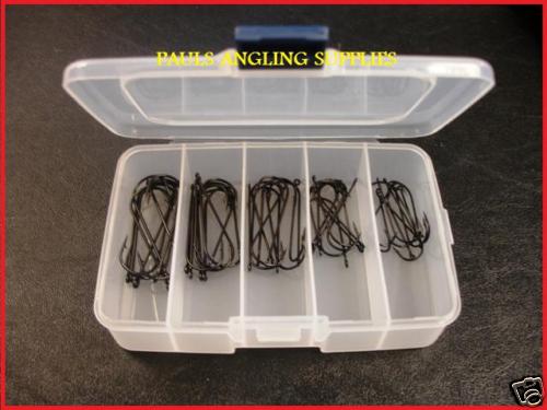 50 X ASSORTED SEA FISHING ABERDEEN HOOKS IN POCKET BOX