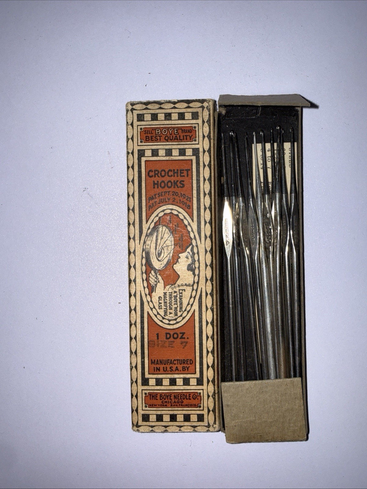 Boye 1940s Size 7 Ten Crochet Hooks