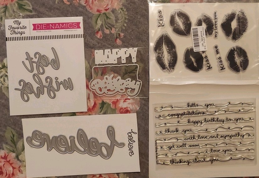 Lot Of 3 Phrases Cutting Dies & 16 Photopolymer Phrases And Kisses Stamps NIP