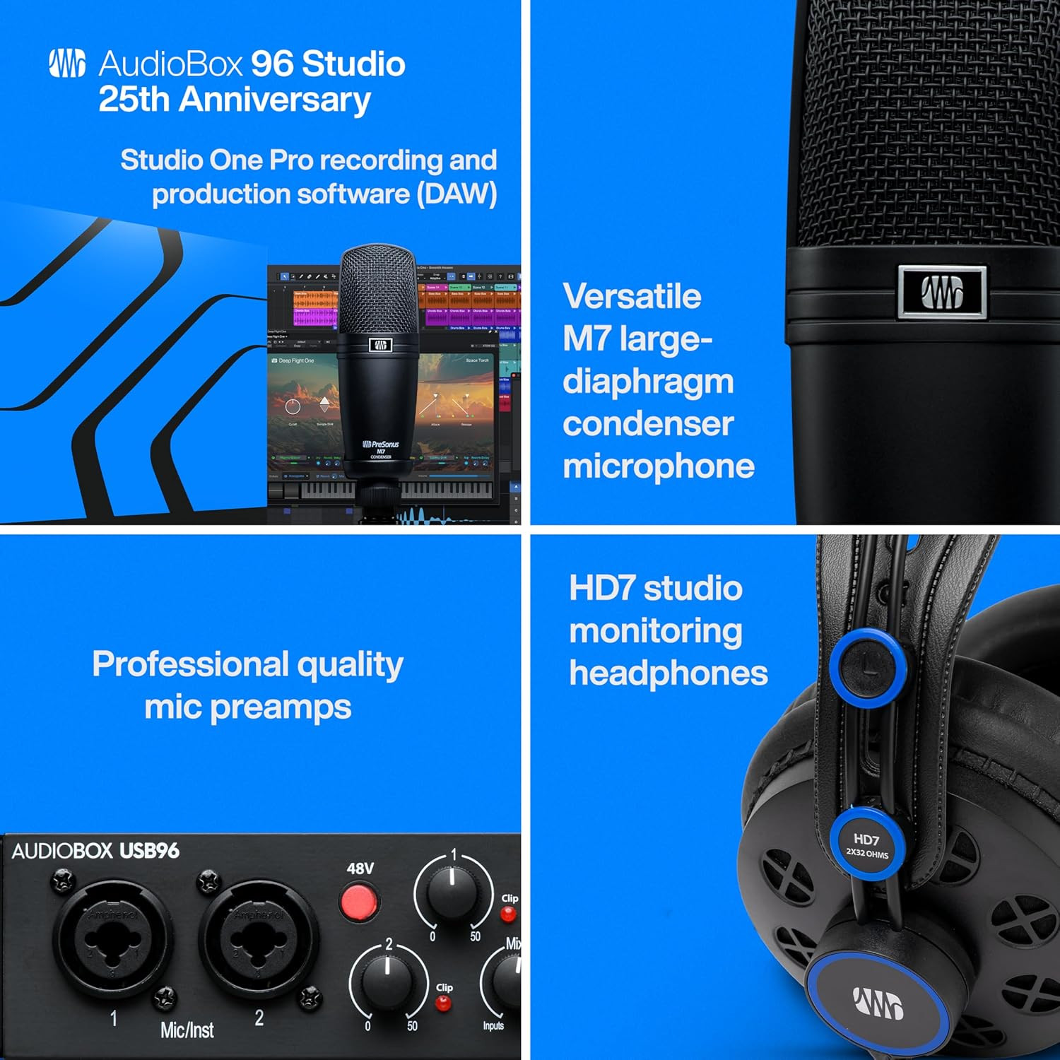 Audiobox USB 96 Studio Recording Package with Studio One Pro Software