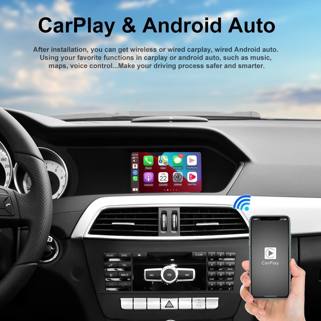 Wireless Carplay Android Auto Upgrade For Benz NTG 4.0 A/B/C/E GLA GLK SLK