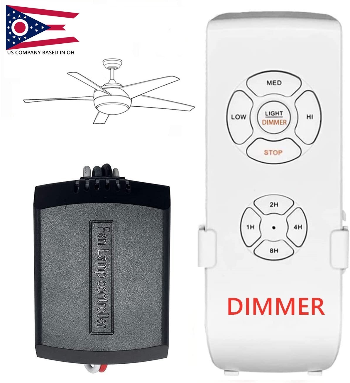 Nexete Ceiling Fan & Light Dimmer Remote Control Kit  Fan Timing Speed & Dimmer