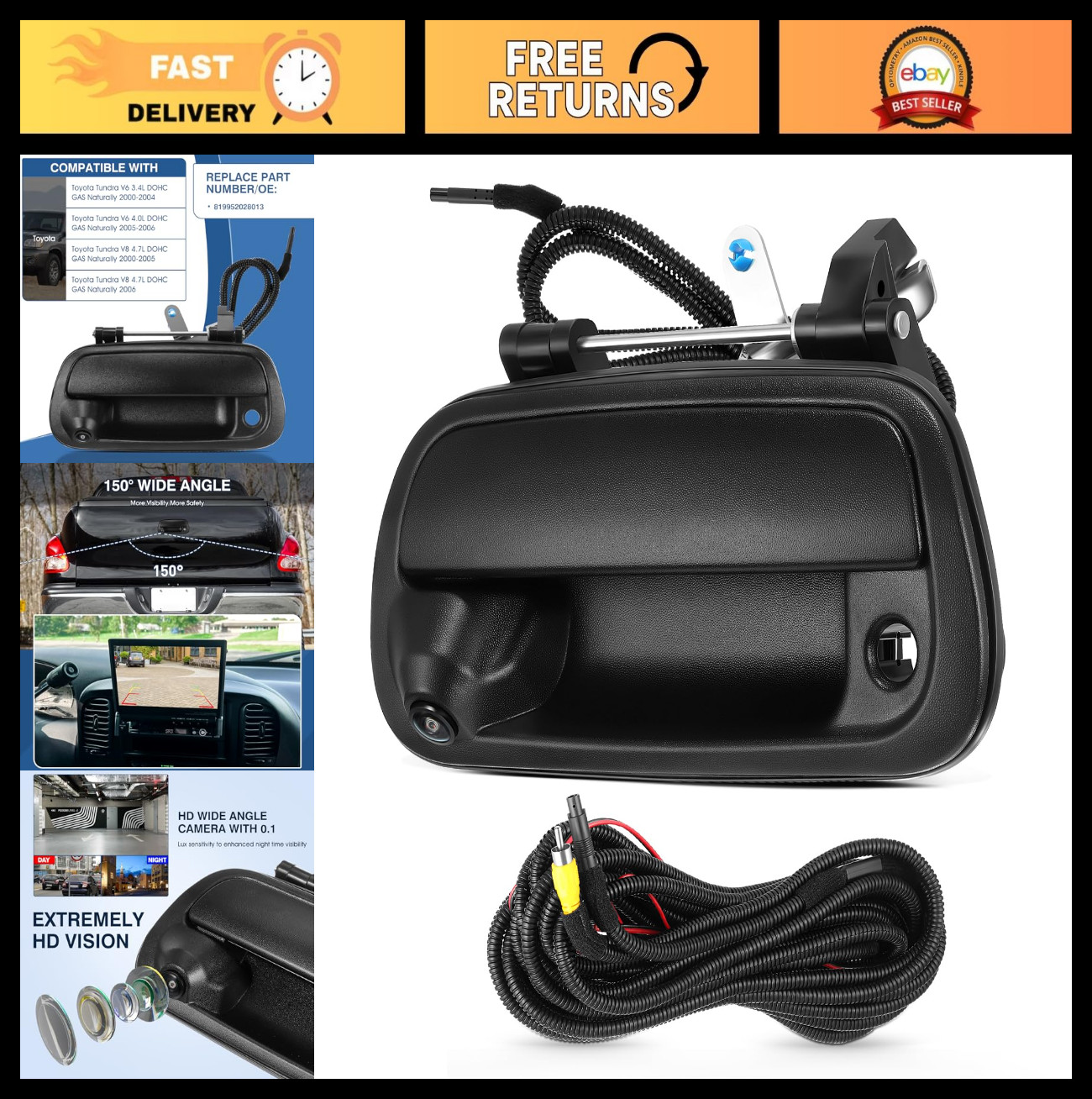 Tailgate Backup Camera for Toyota Tundra 2000-2006 - Reversing Rear View Park As