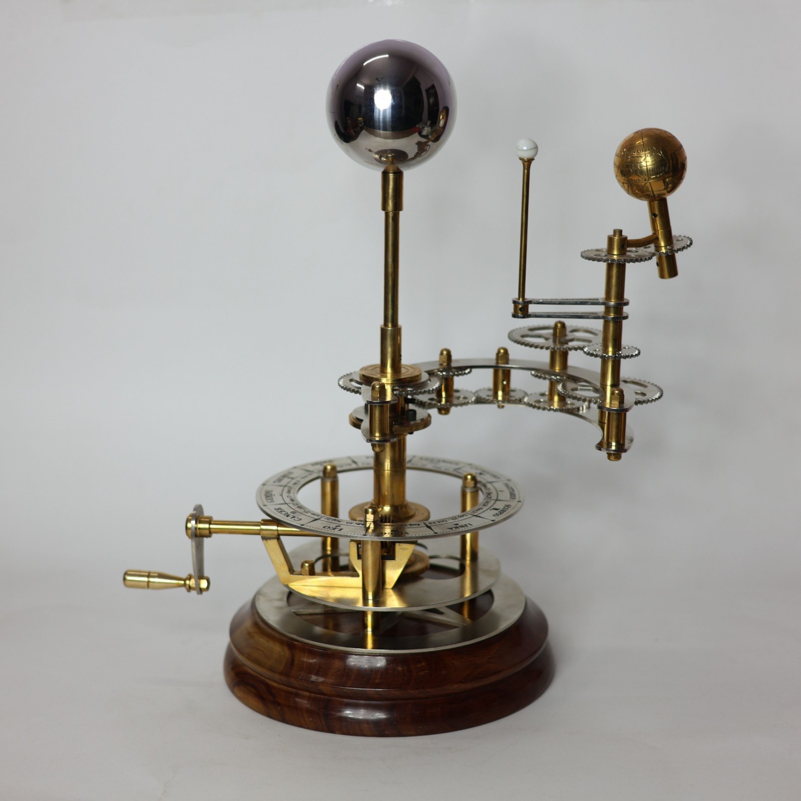 Brass Orrery Planetarium Model — Handcrafted Rosewood Base, Polished Brass & SS