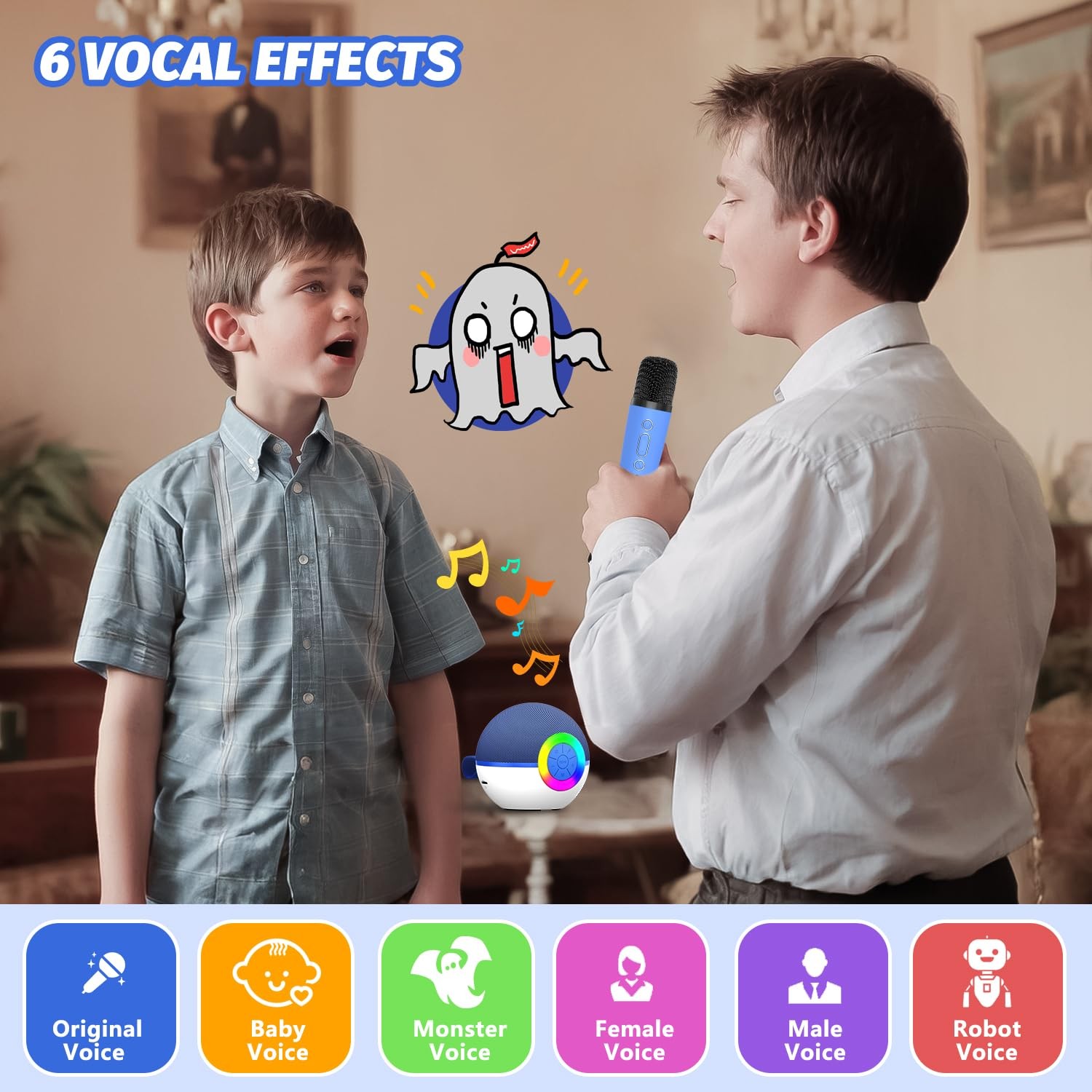 Mgaolo Mini Karaoke Machine, Portable Bluetooth Speaker with 2 Wireless Mics