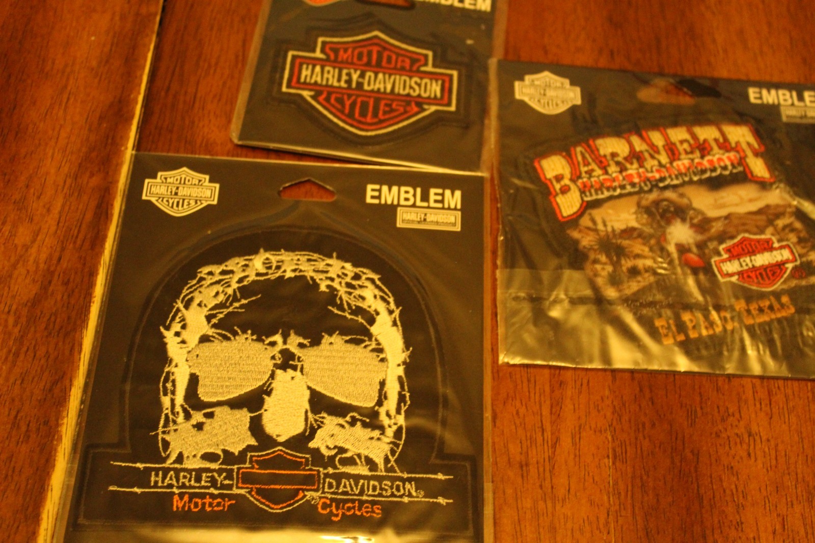 Three Harley-Davidson sew on application only new emblem. All 3 are different.