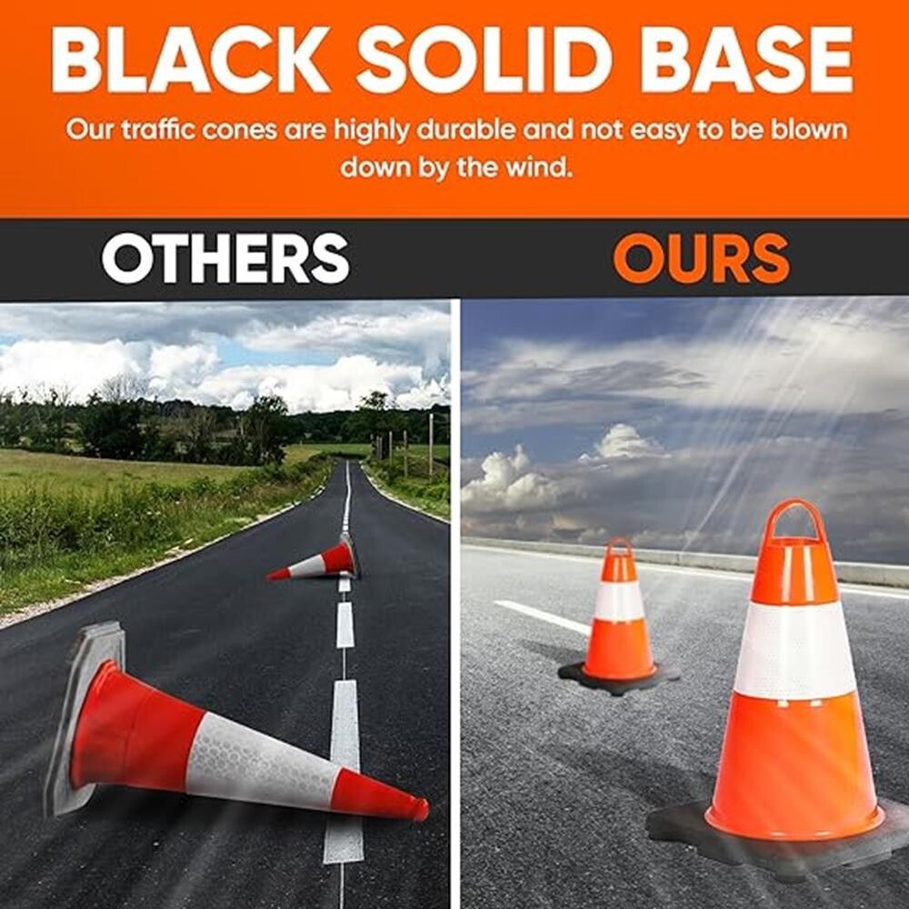 Pyle 12" PVC Cone - 12 Pieces High Visibility Structurally Stable for Traffic