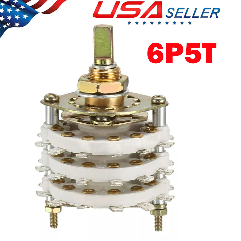 6P5T 6 Pole 5 Throw 3 Deck Band Channel 9.7MM Rotary Switch Selector