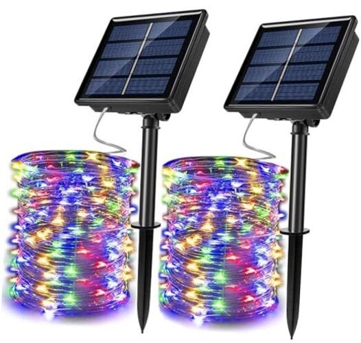 2 Pack Solar Powered Fairy String Lights Outdoor Waterproof 33 Feet Multicolor
