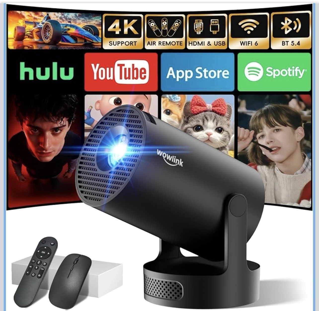 Built-in Apps & 2026 Upgraded] Mini Projector with WiFi 6 and Bluetooth 5.4 S...