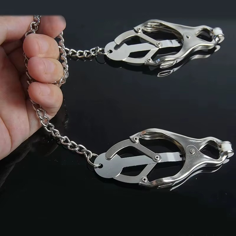 BDSM Nipple Clamps Metal Nipples Clips With Chain Extreme Grip Tip Adult Games