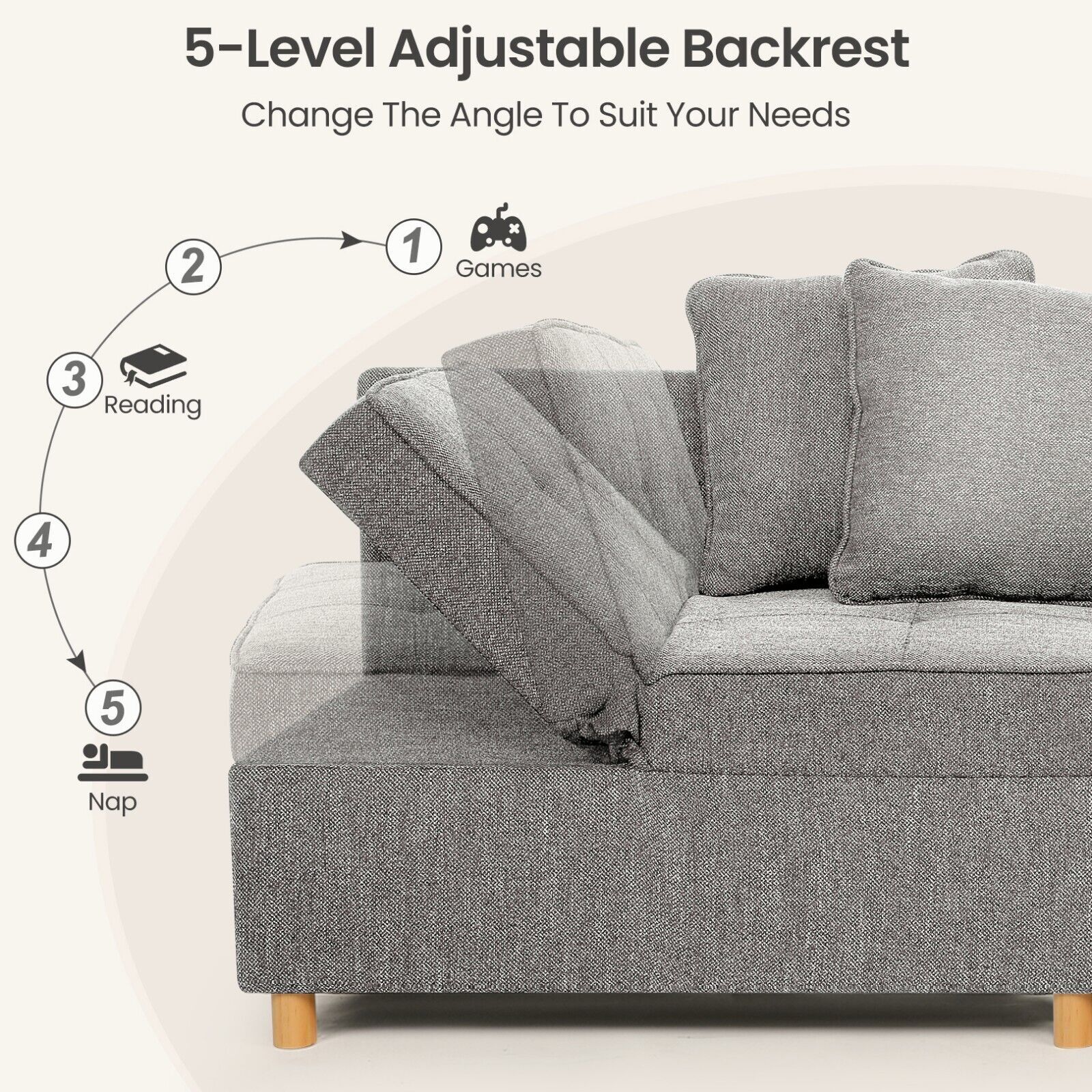 Sofa Bed Chair,4-in-1 Convertible Chair Bed Folding Single Recliner Sleeper Sofa