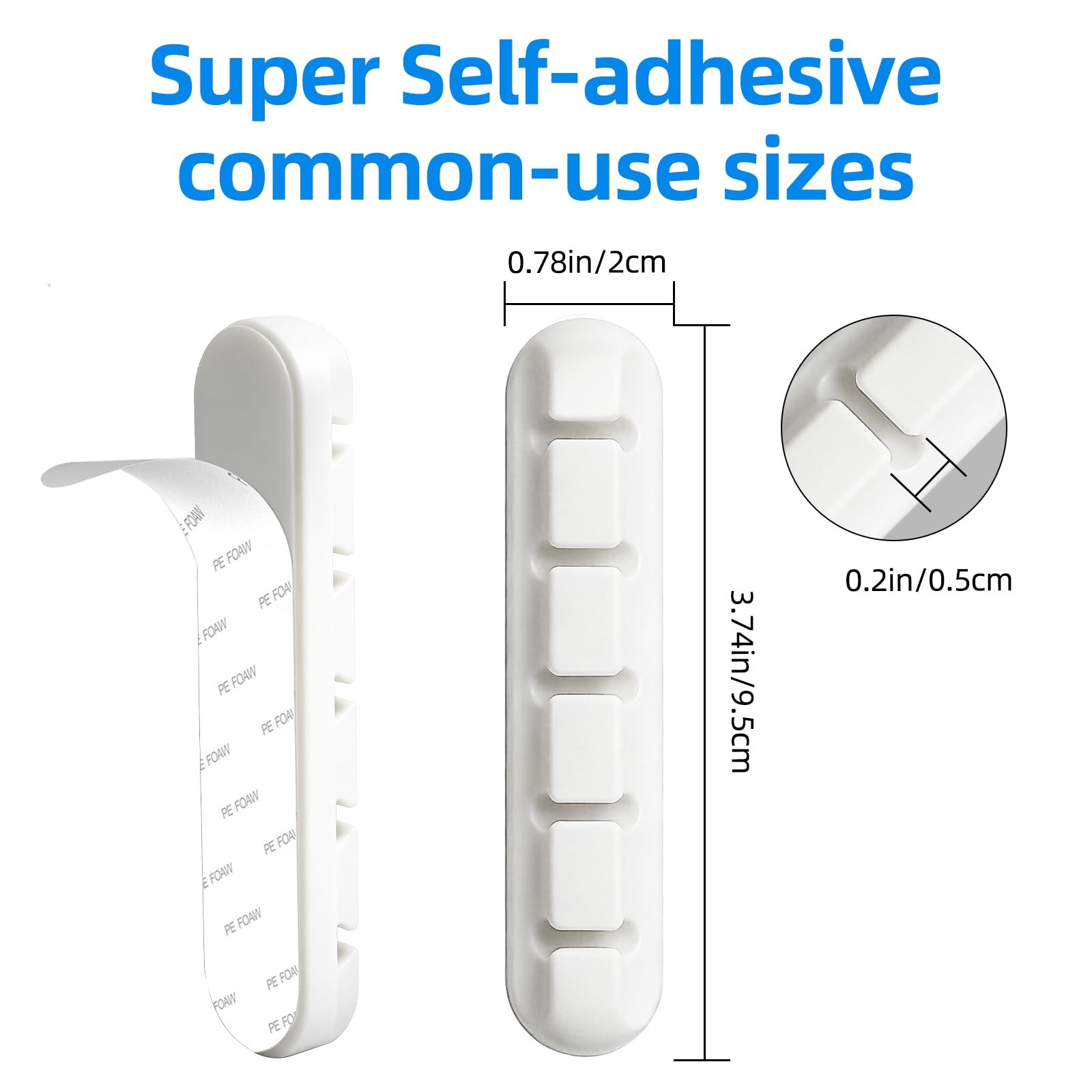 2 Packs Cable Clips, Organizers for Cords, White 2 Pack