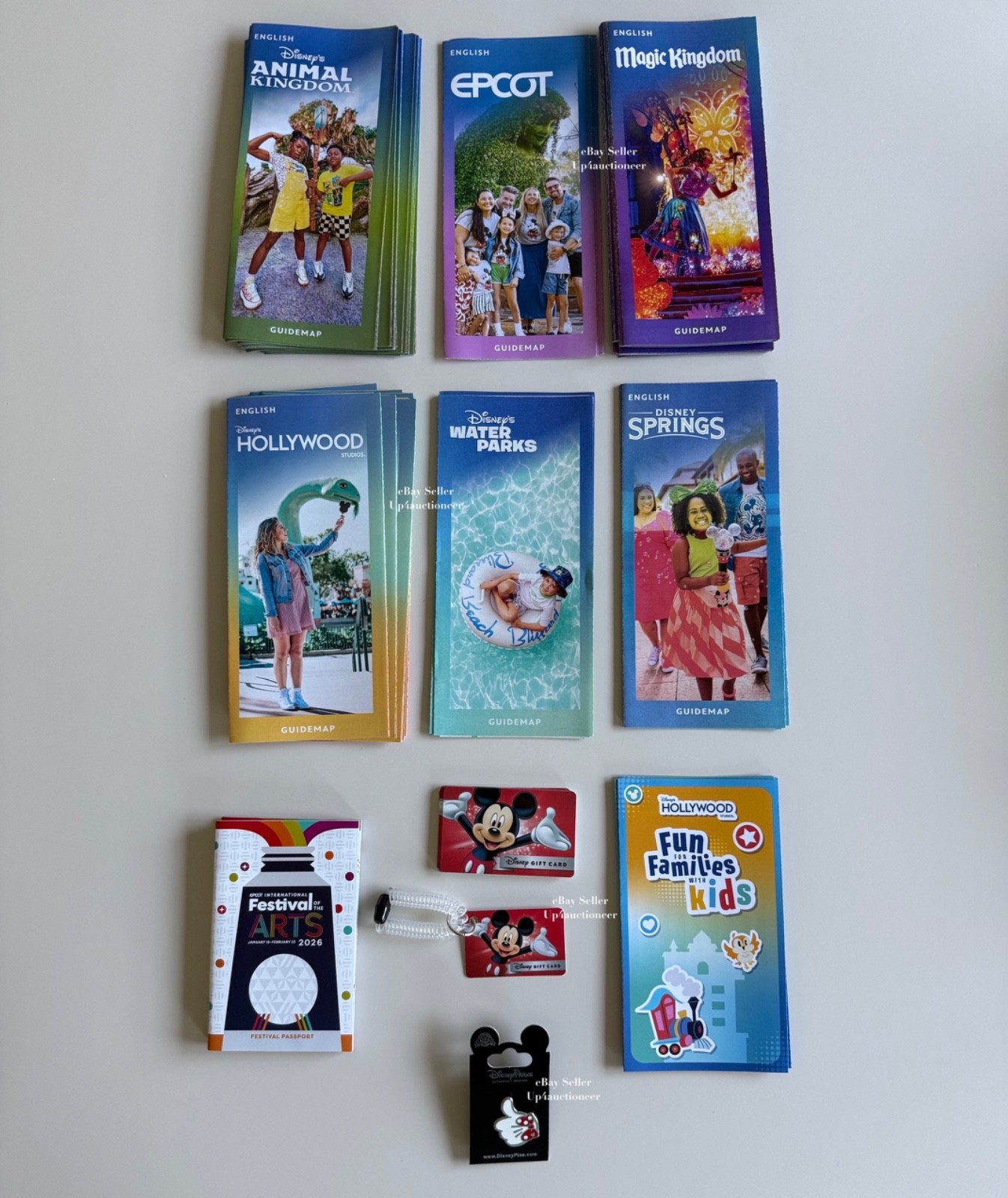 WDW Mickey Mouse Disney Wristband Gift Card 2026 Epcot and WDW GuideMap & HM Pin